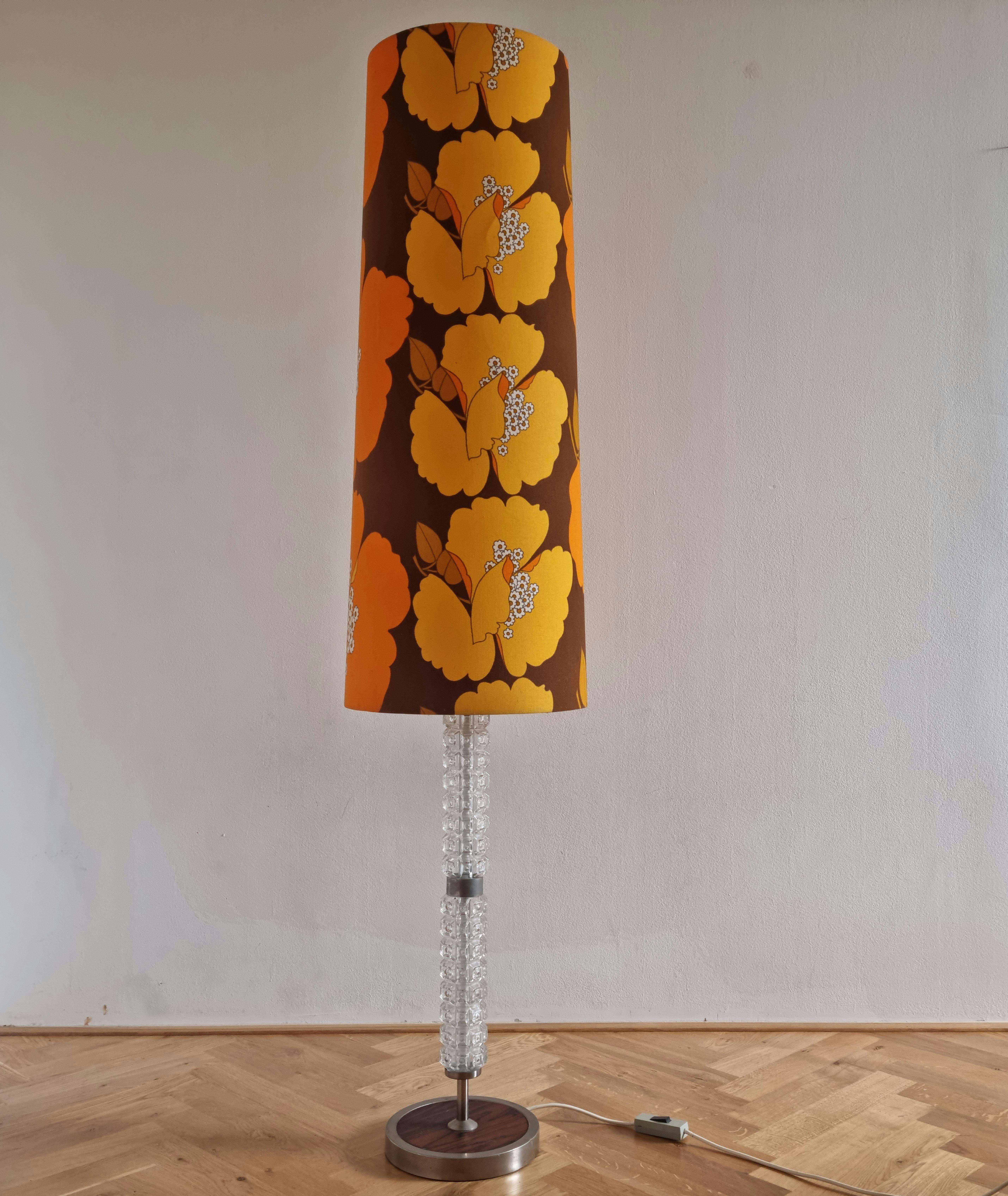 Veneer Large Rare Floor Midcentury Lamp, Germany, 1970s For Sale