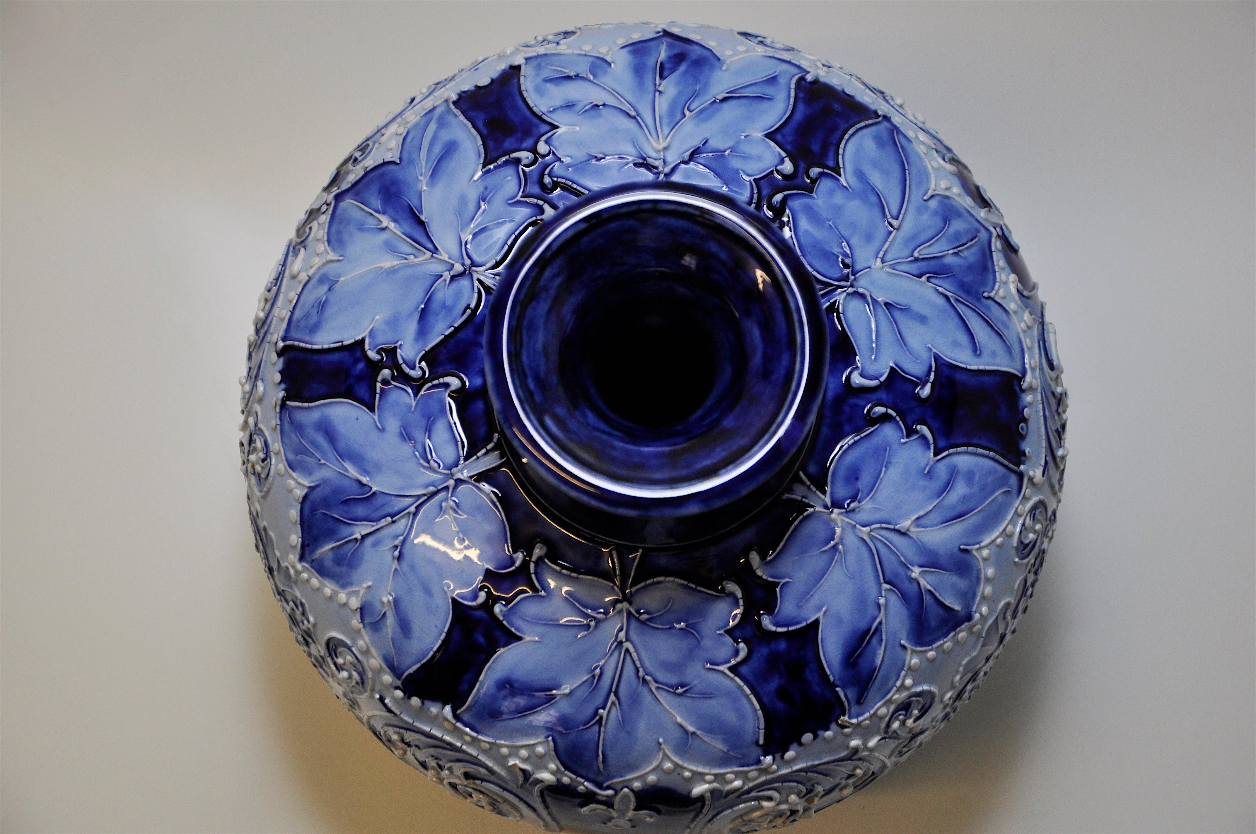 Ceramic Large Rare Florian Ware Moorcroft Macintyre Blue Vase Pot Art Pottery