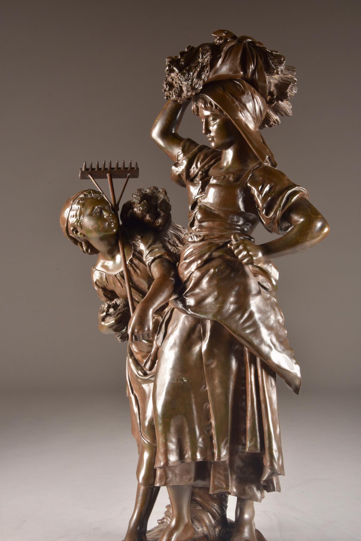 Large Rare French Bronze Sculpture, Mathurin Moreau & E. Collin, 1860 For Sale 1
