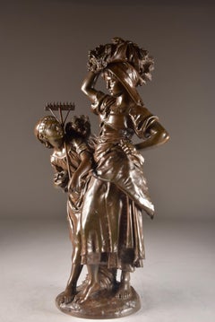 Large Rare French Bronze Sculpture, Mathurin Moreau & E. Collin, 1860