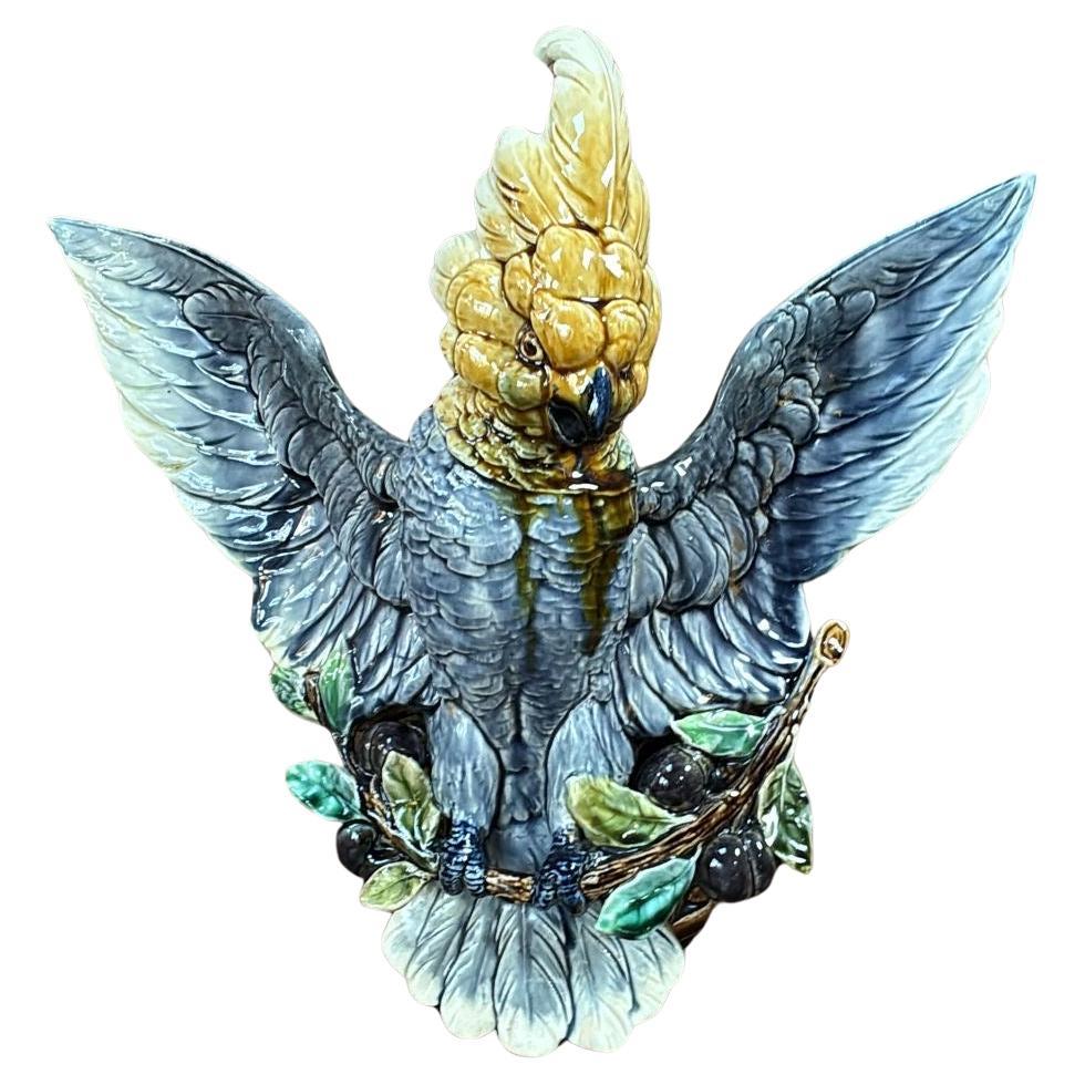 Grande e raro vaso francese in maiolica con pappagallo Choisy-le-Roi, CIRCA 1890