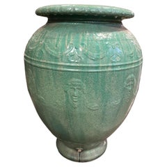Large Rare Galloway Garden Urn In Green Glaze Circa 1900’s