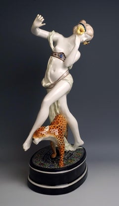Large Rare Goldscheider Vienna Art Nouveau Figurine 'Bacchante' by Podola