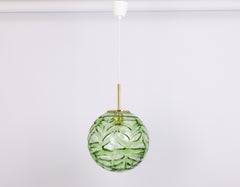 Große seltene grüne Murano-Kugel-Pendelleuchte von Doria, Deutschland, 1970er Jahre