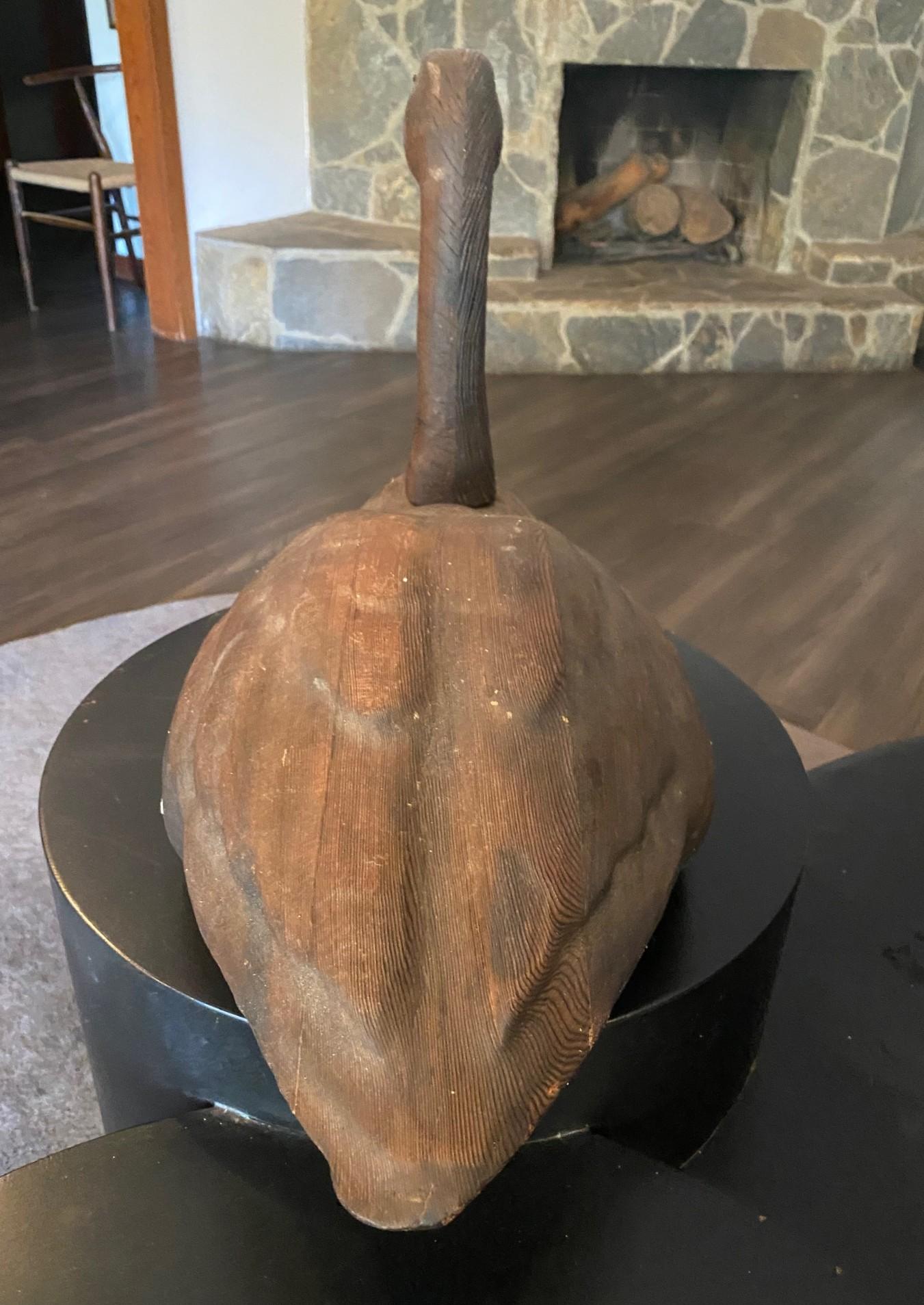 Gran Rara Herters Co. Vintage Antiguo Arte Popular Escultura de Madera de Cisne Negro en venta 3