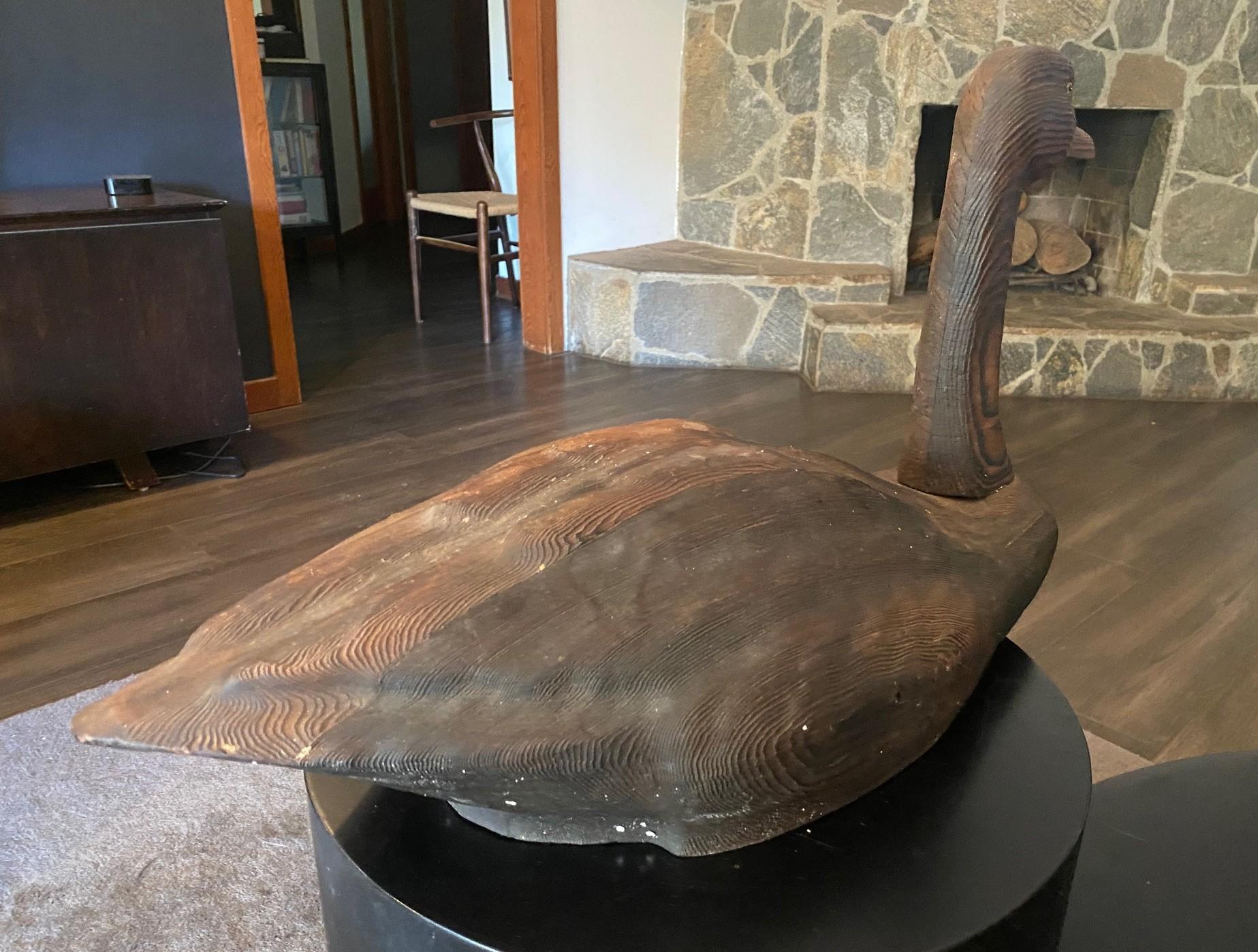 Gran Rara Herters Co. Vintage Antiguo Arte Popular Escultura de Madera de Cisne Negro en venta 5