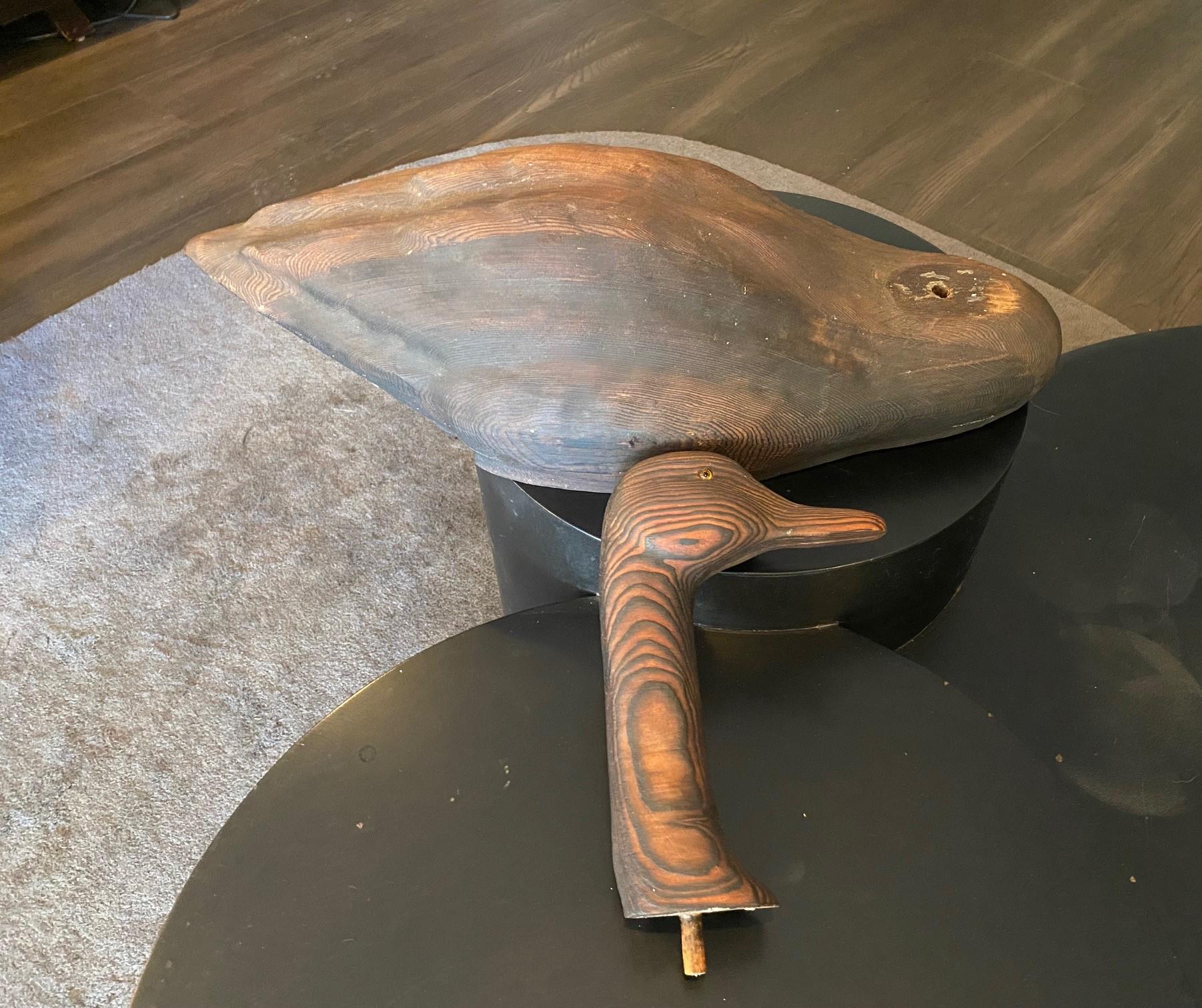 Gran Rara Herters Co. Vintage Antiguo Arte Popular Escultura de Madera de Cisne Negro en venta 6