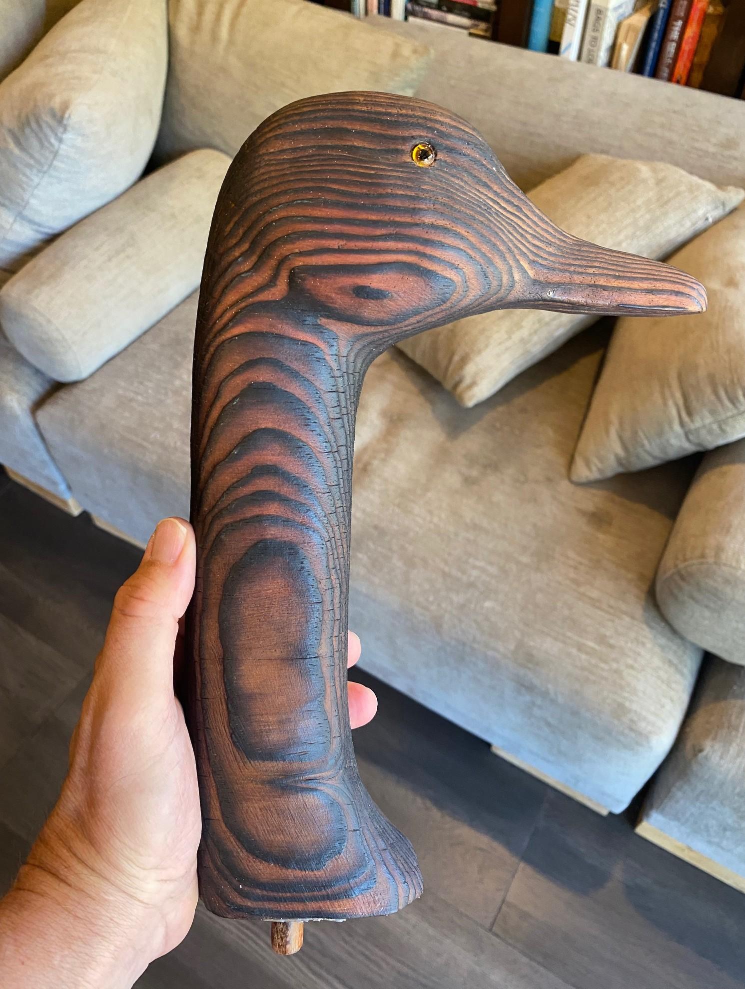 Gran Rara Herters Co. Vintage Antiguo Arte Popular Escultura de Madera de Cisne Negro en venta 7