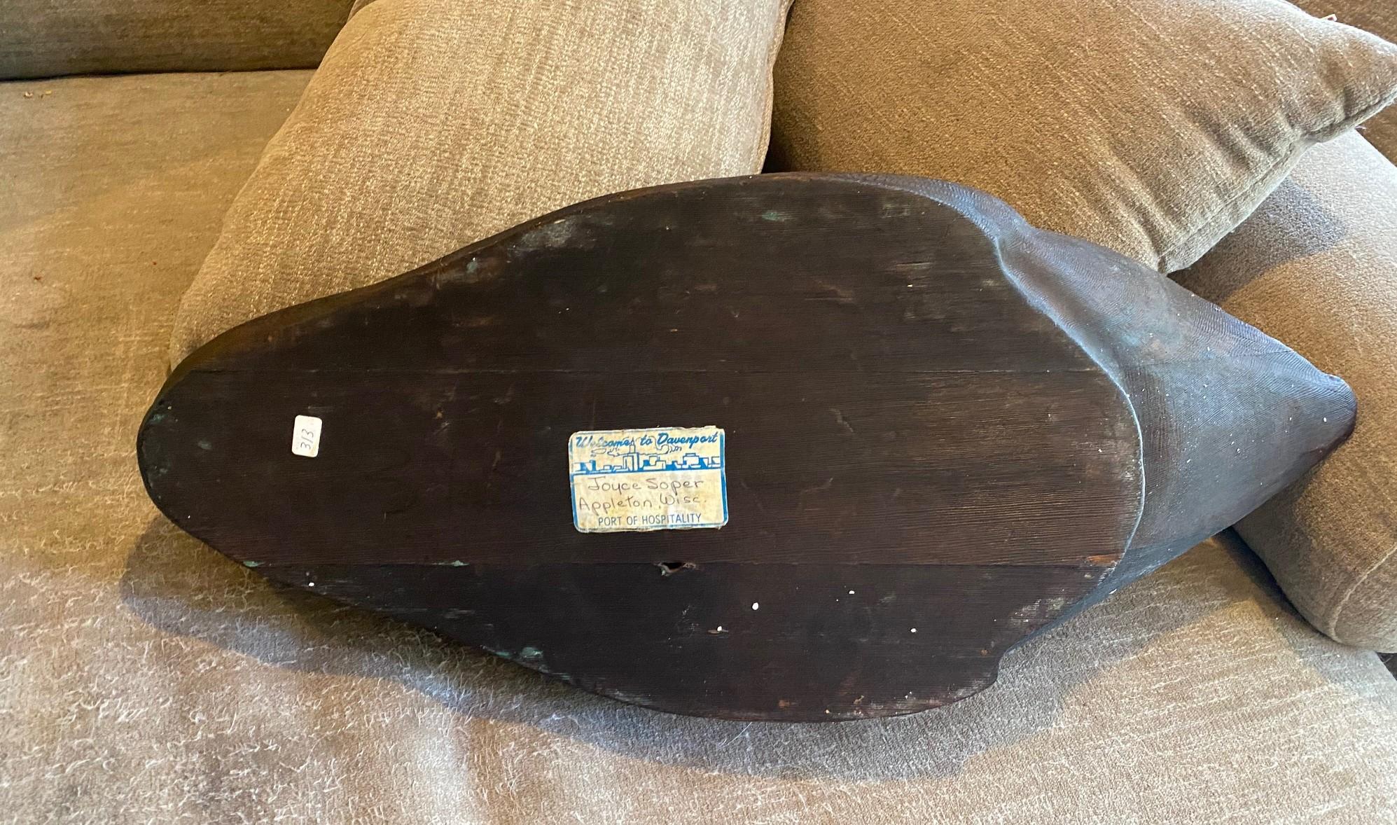 Gran Rara Herters Co. Vintage Antiguo Arte Popular Escultura de Madera de Cisne Negro en venta 10