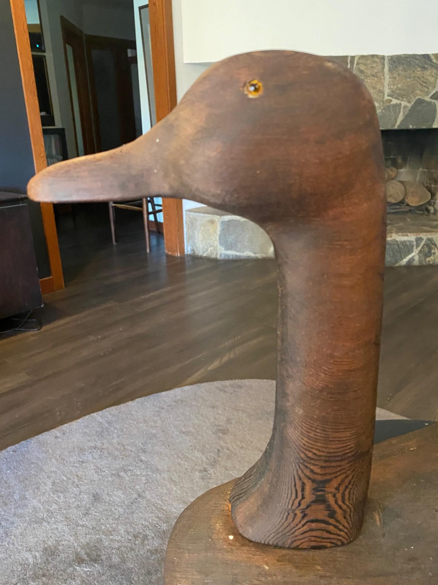 Gran Rara Herters Co. Vintage Antiguo Arte Popular Escultura de Madera de Cisne Negro en venta 2