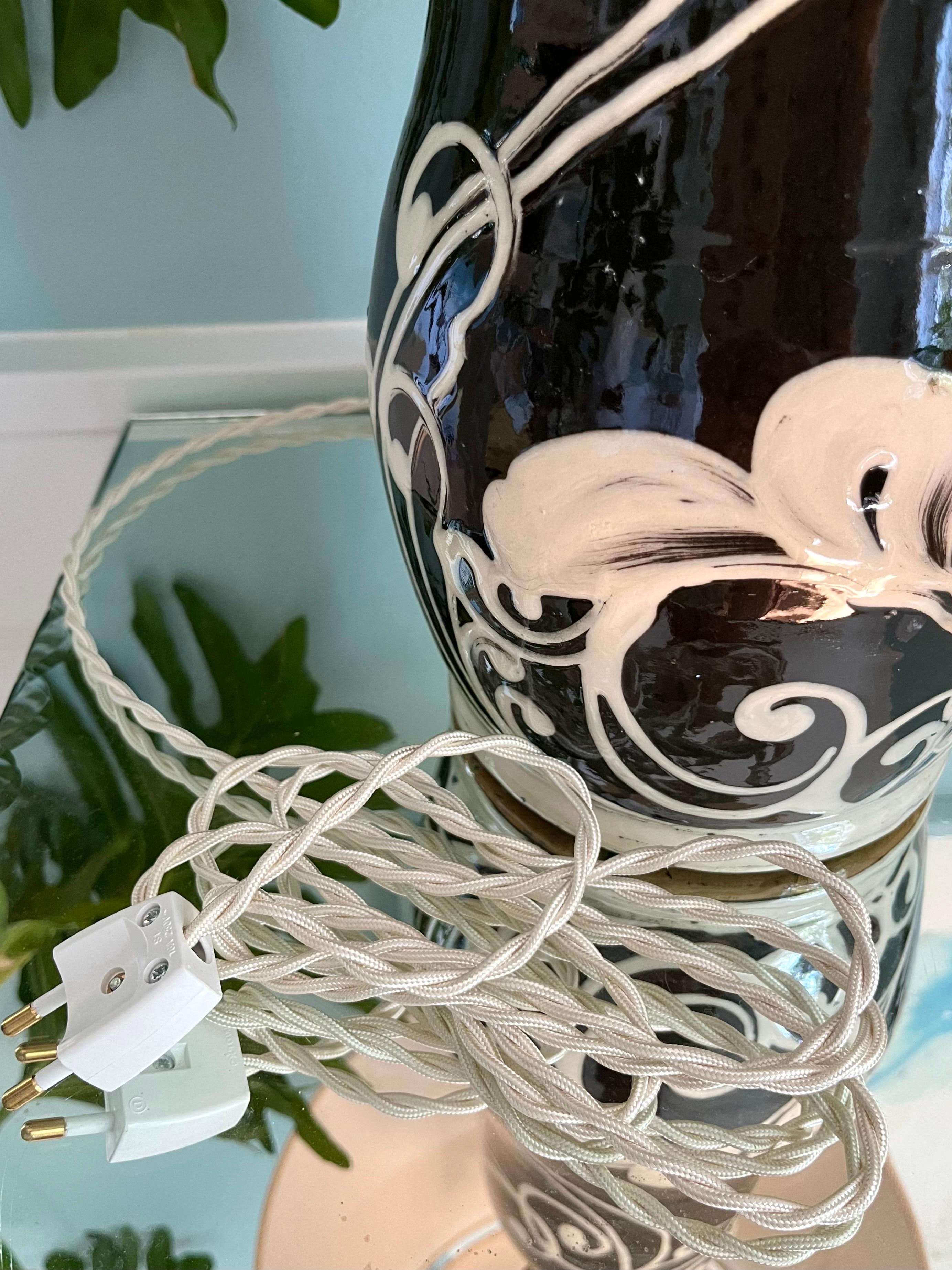 Grande et rare lampe de table en céramique Art Nouveau Humlebæk, Danemark, années 1930-1940 en vente 3