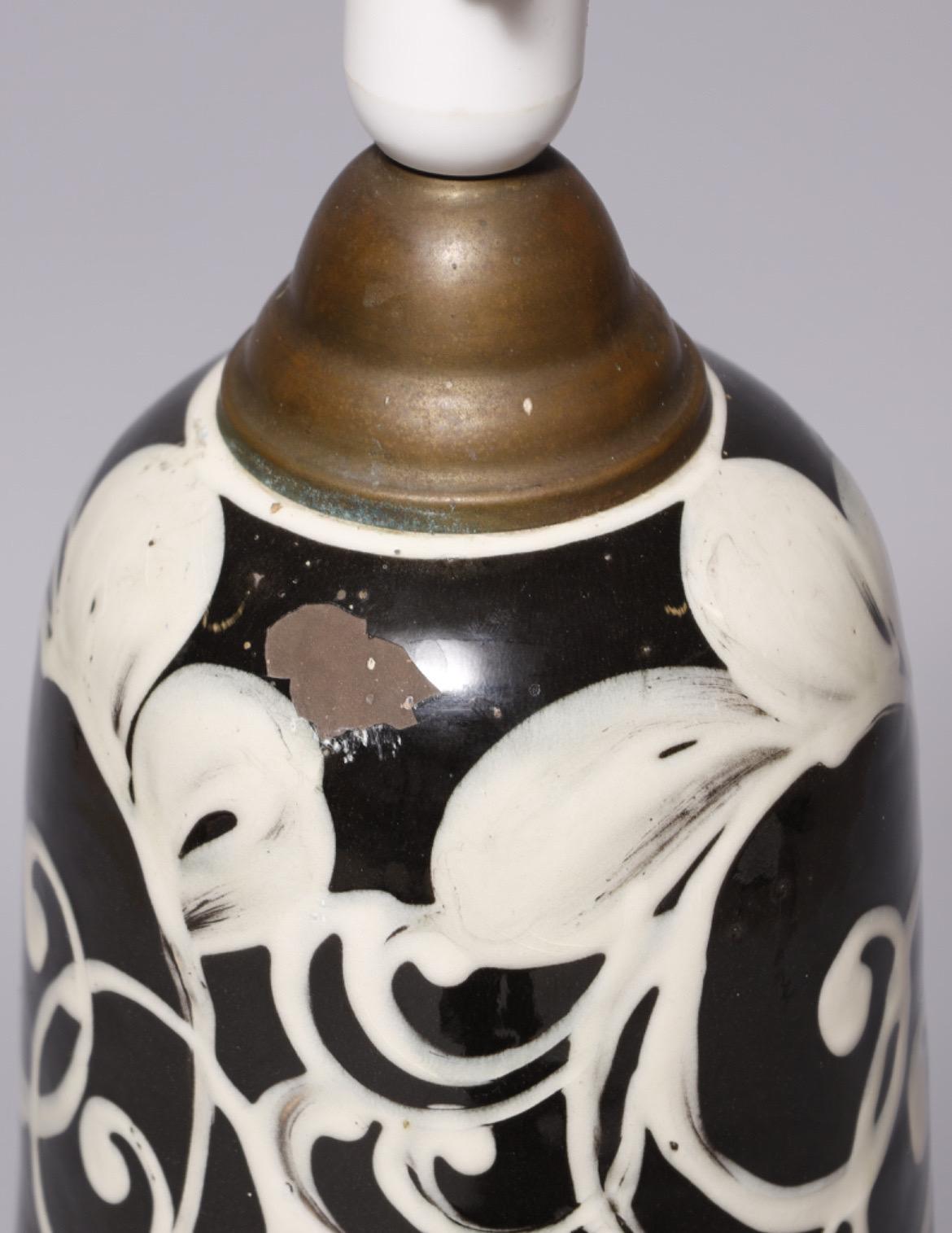 Grande et rare lampe de table en céramique Art Nouveau Humlebæk, Danemark, années 1930-1940 en vente 1