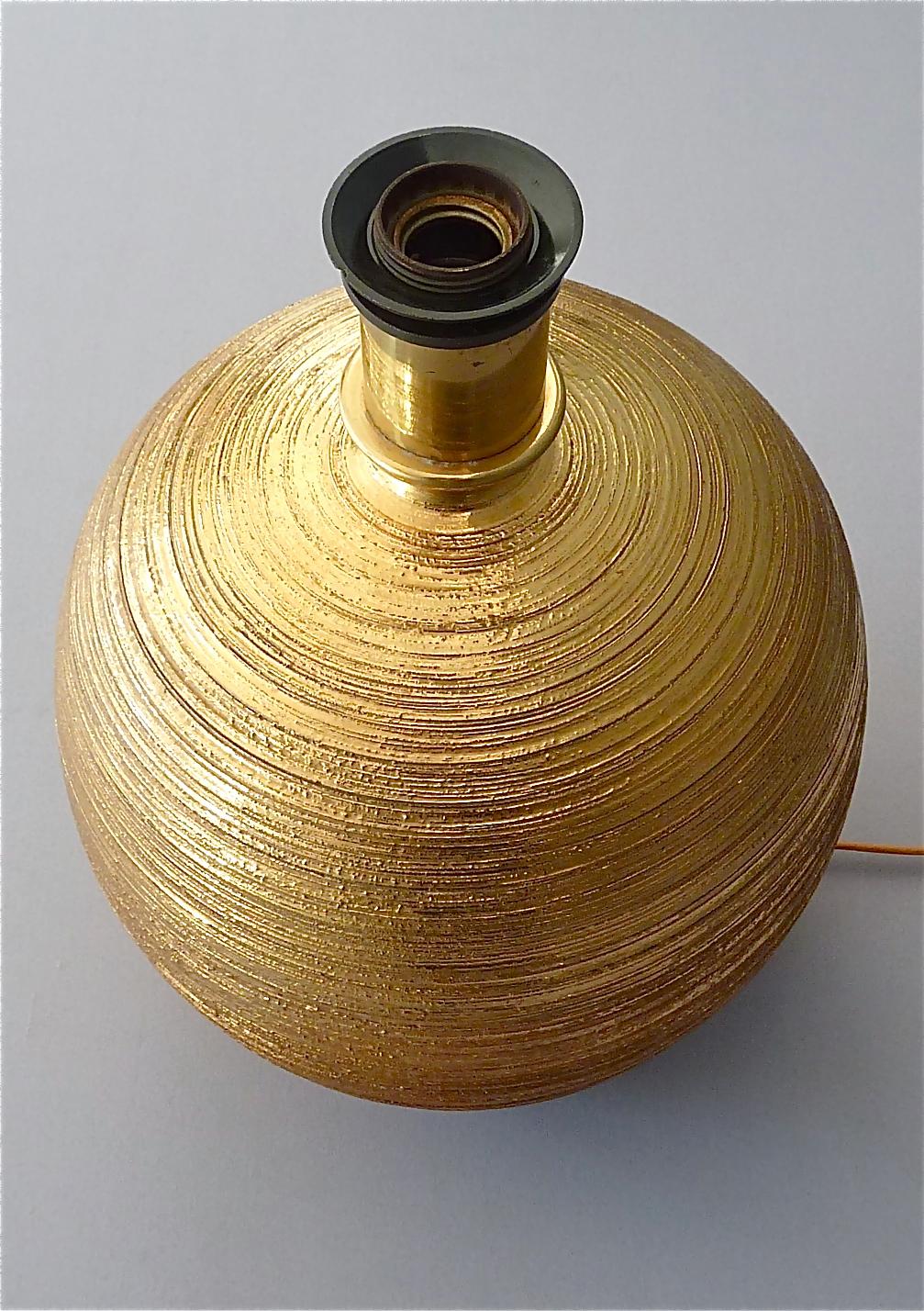 Large Rare Italian Gold Ceramic Bitossi Table Lamp for Bergboms 1950s Sweden  For Sale 3