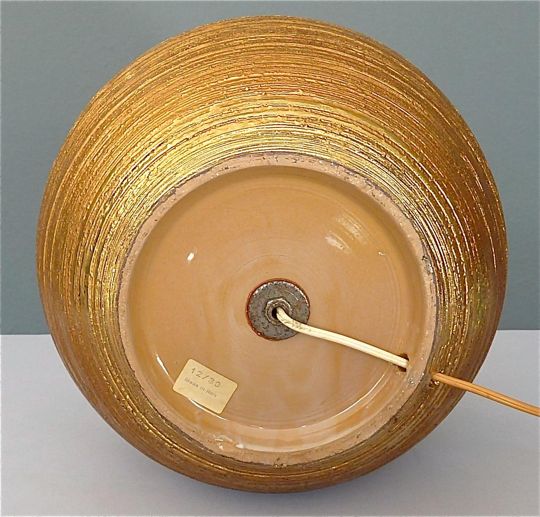 Large Rare Italian Gold Ceramic Bitossi Table Lamp for Bergboms 1950s Sweden  For Sale 5