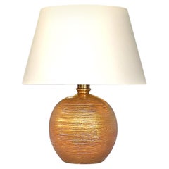 Large Rare Italian Gold Ceramic Bitossi Table Lamp for Bergboms 1950s Sweden