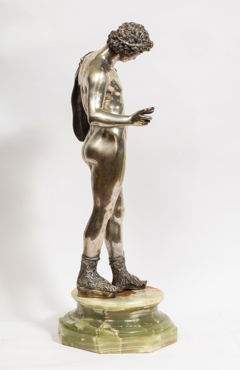 Large Rare Italian Silver Figure Statue of Narcissus, after the Antique