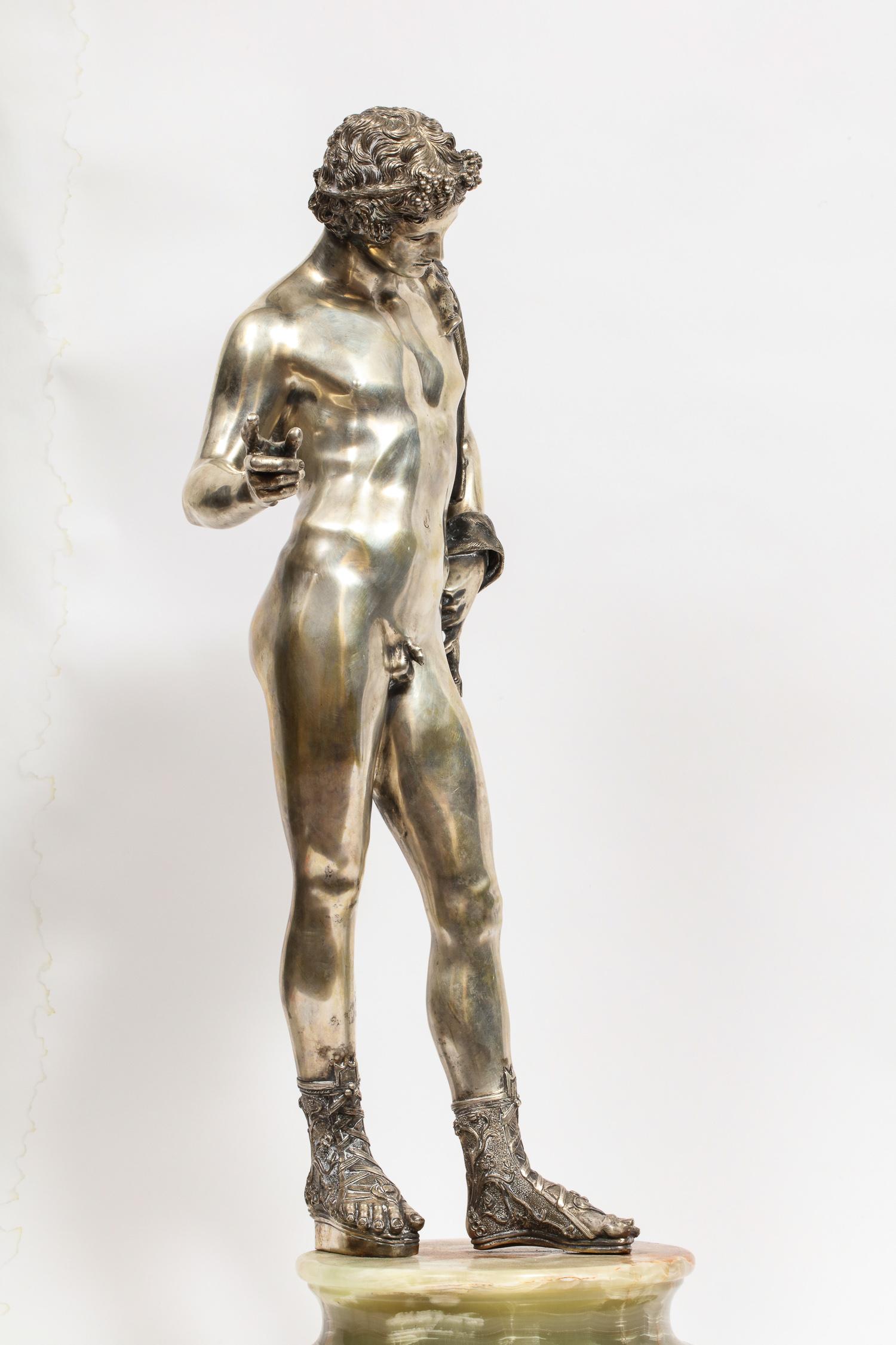 Large Rare Italian Silver Figure Statue of Narcissus, after the Antique 10