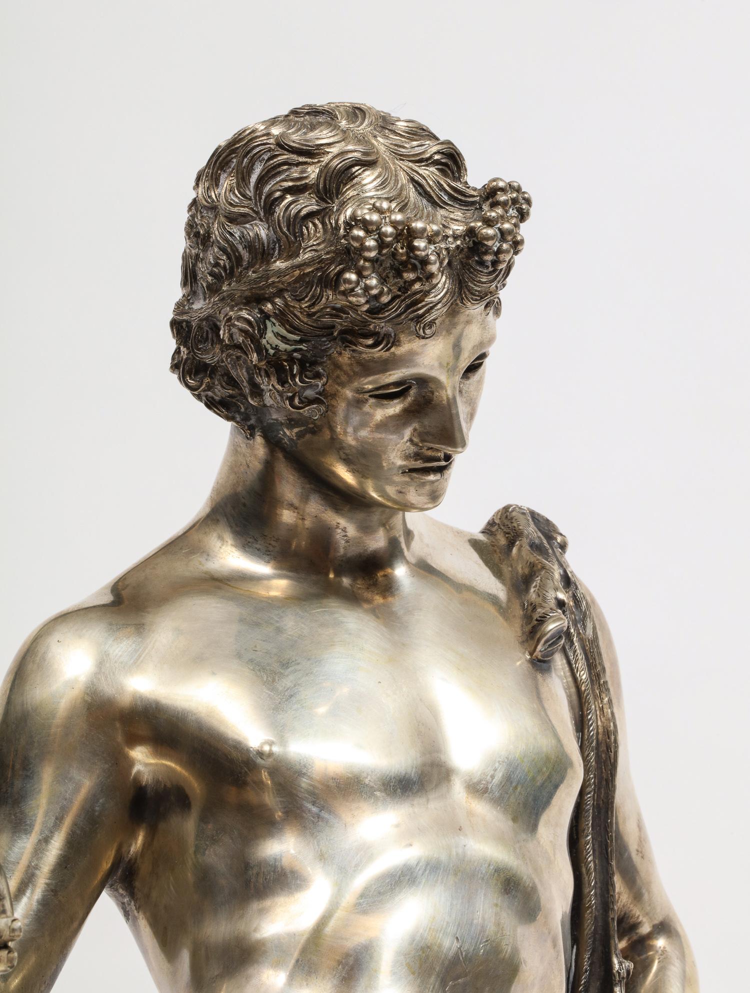 Large Rare Italian Silver Figure Statue of Narcissus, after the Antique In Good Condition In New York, NY