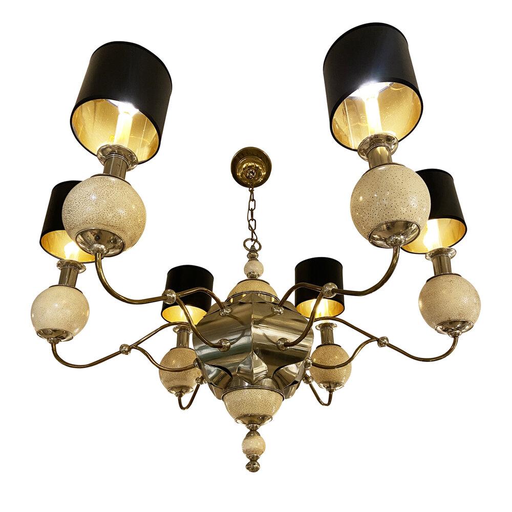 Modern Large Rare J. Anthony Redmile Chandelier with Mounted Ostrich Eggs 1970s For Sale