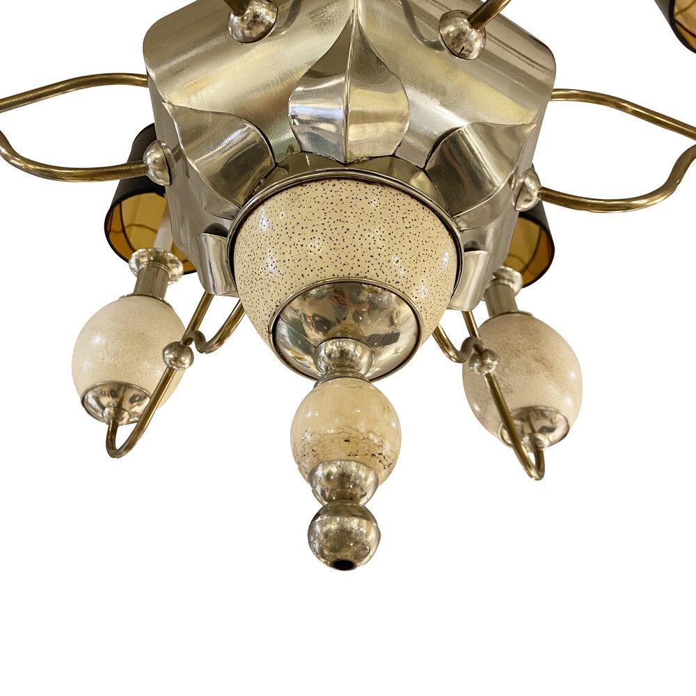 Hand-Crafted Large Rare J. Anthony Redmile Chandelier with Mounted Ostrich Eggs 1970s For Sale