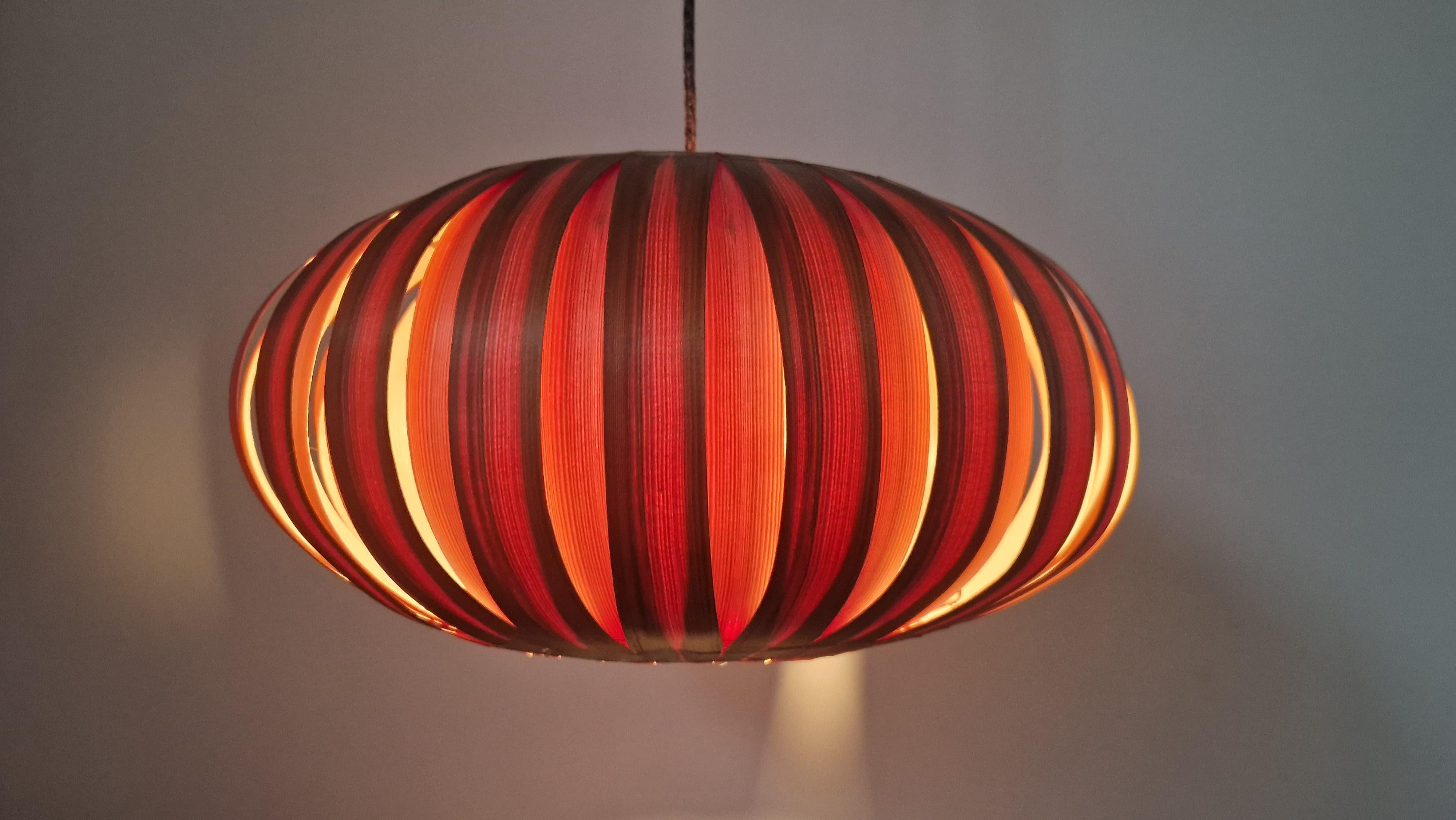 Large Rare Midcentury Veneer Pendant ULUV, 1960s For Sale 4