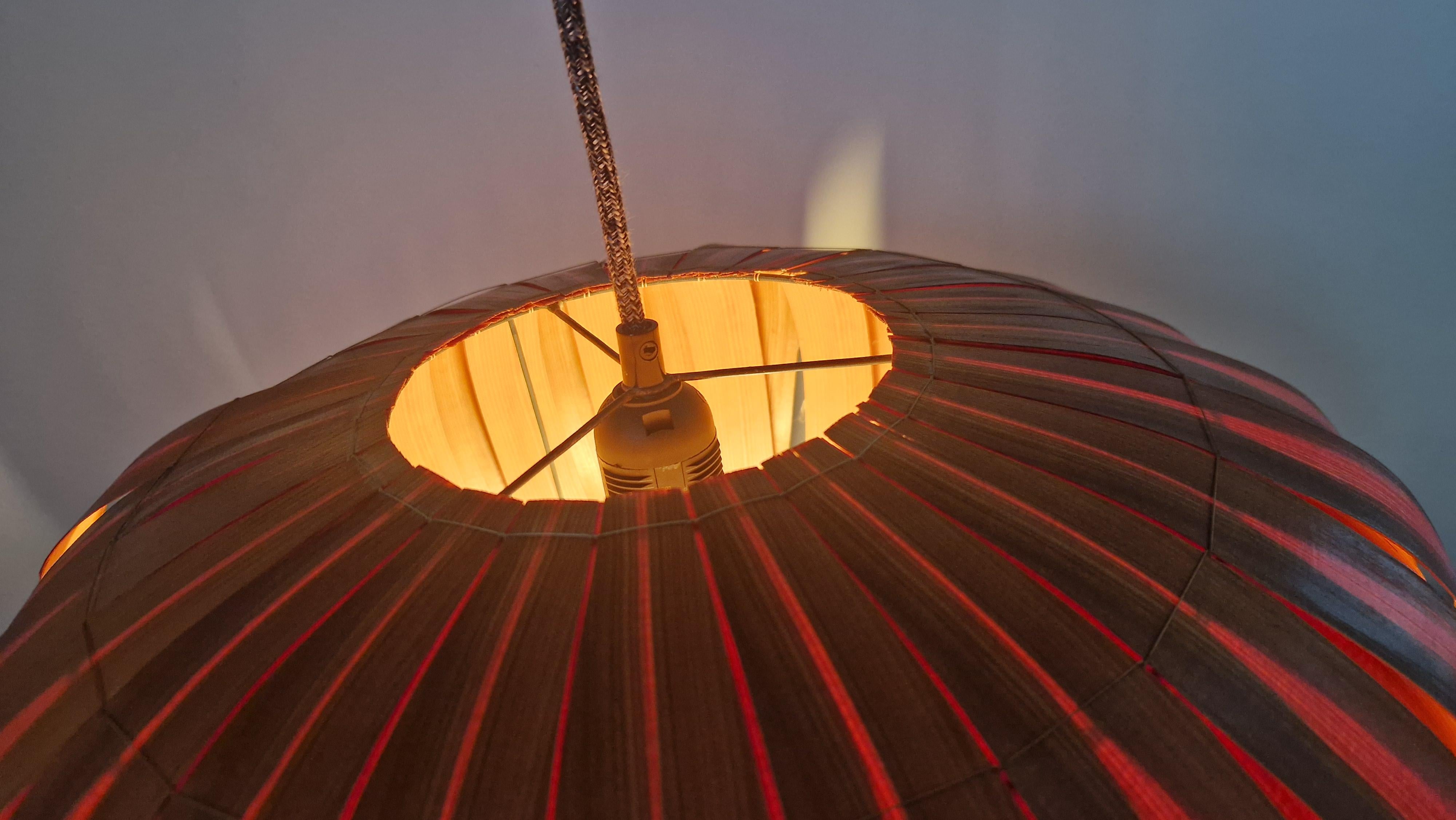 Large Rare Midcentury Veneer Pendant ULUV, 1960s For Sale 6