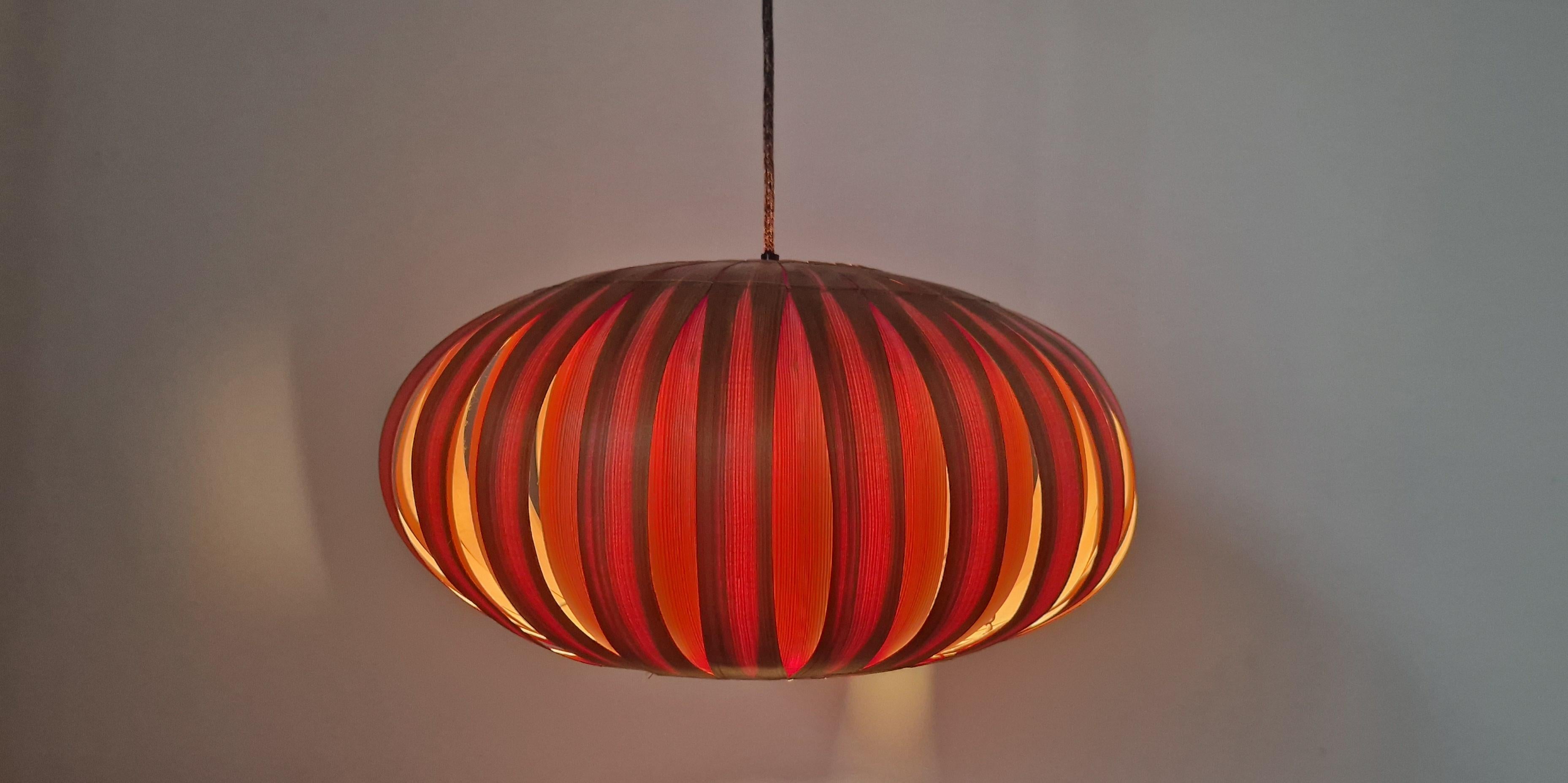 Large Rare Midcentury Veneer Pendant ULUV, 1960s For Sale 7