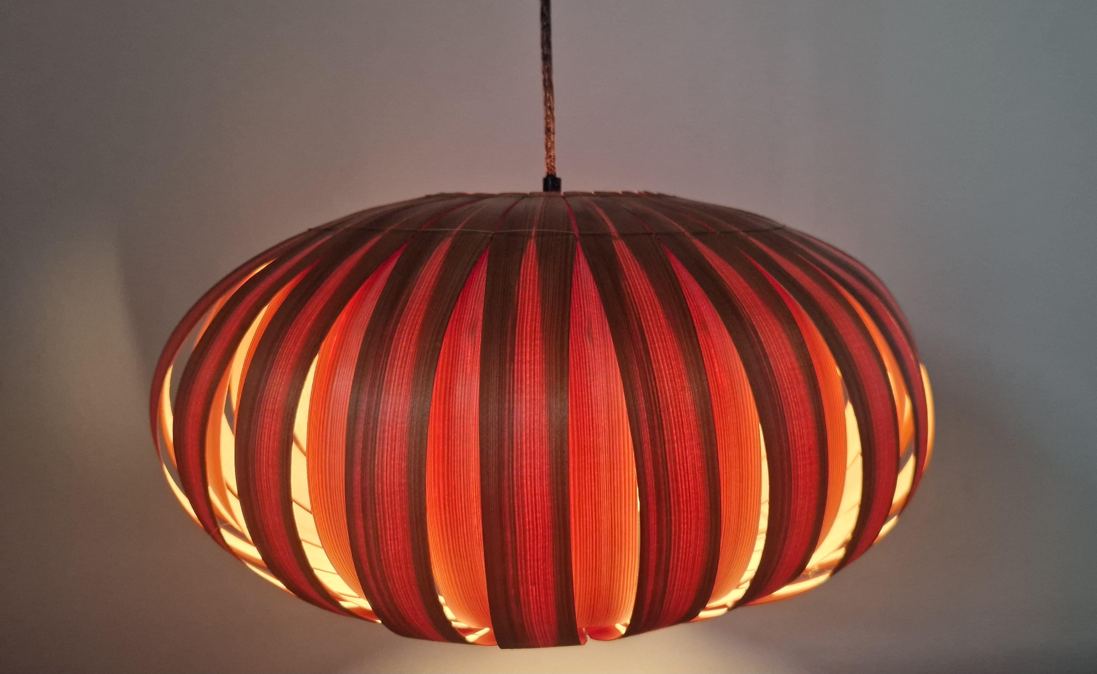 Large Rare Midcentury Veneer Pendant ULUV, 1960s For Sale 8