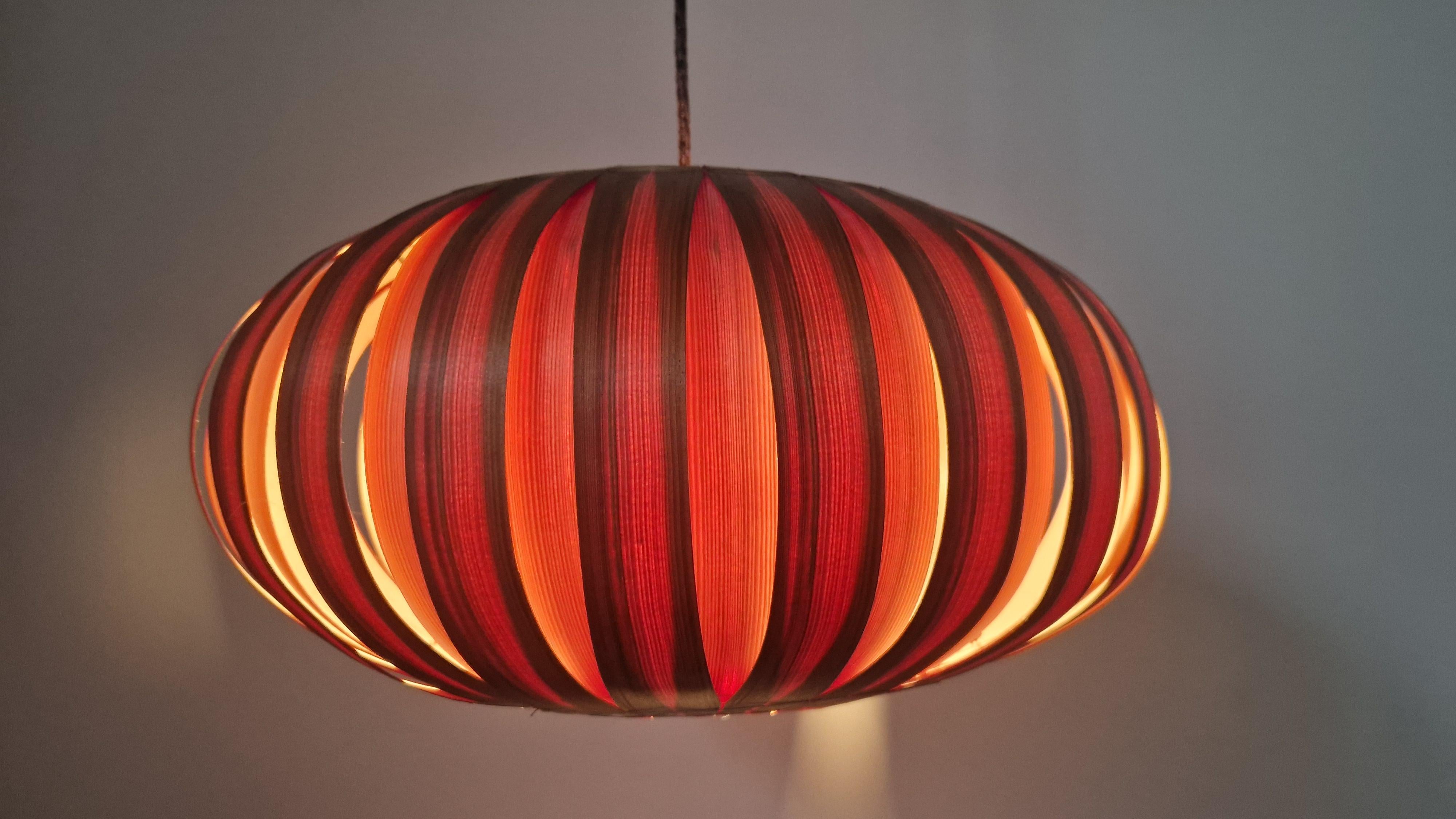 Large Rare Midcentury Veneer Pendant ULUV, 1960s For Sale 9
