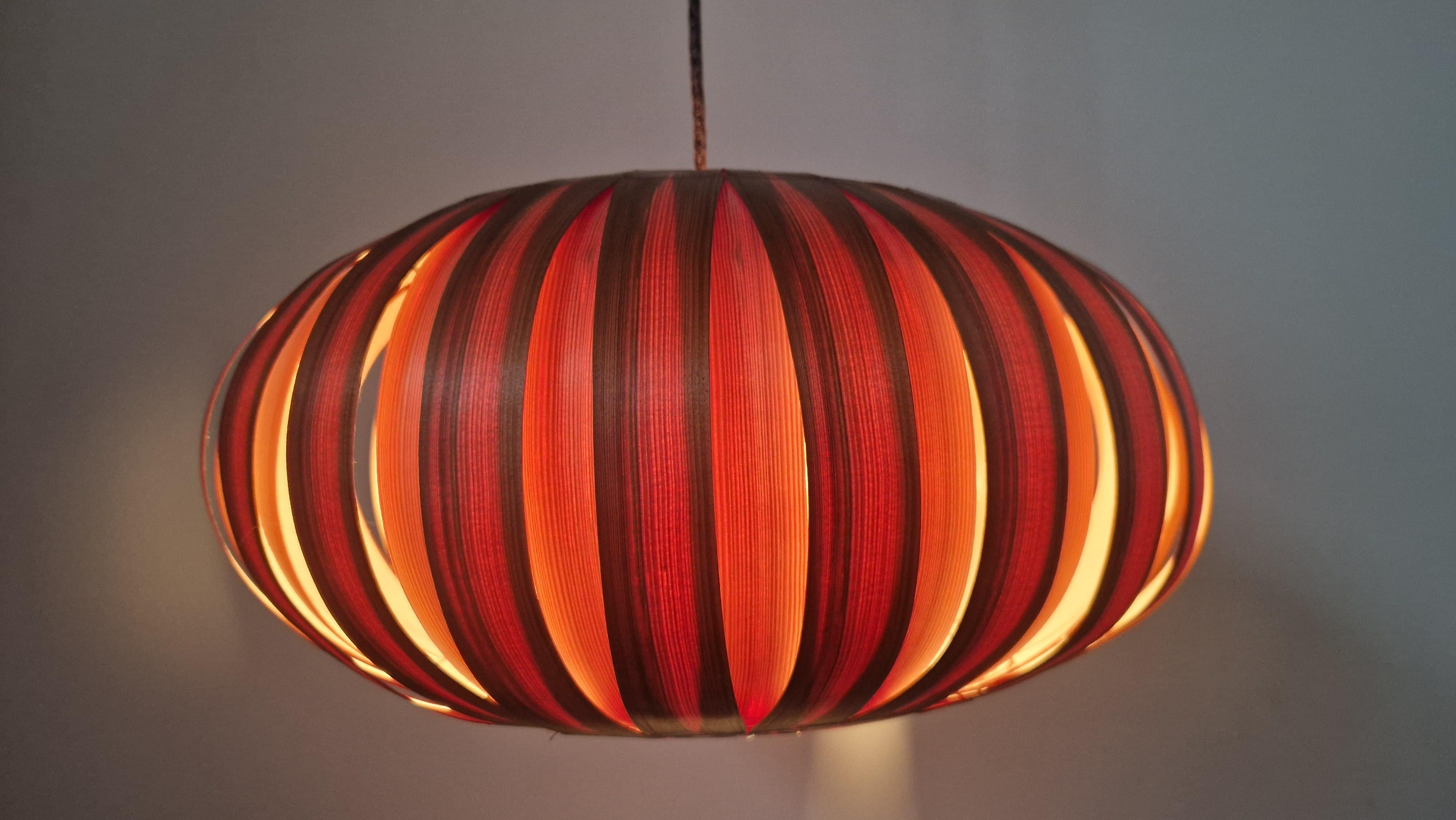 Large Rare Midcentury Veneer Pendant ULUV, 1960s For Sale 10