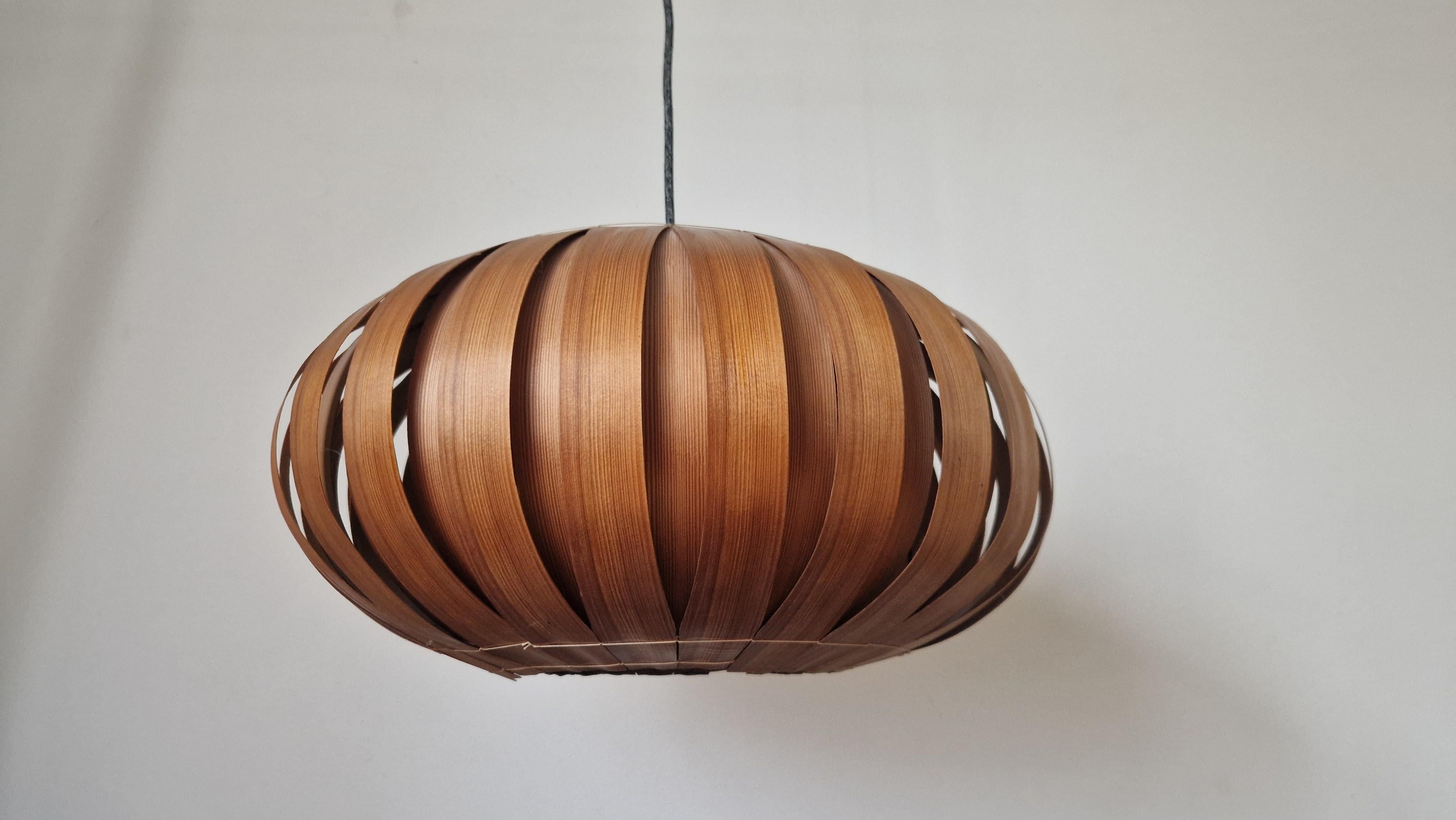 Mid-20th Century Large Rare Midcentury Veneer Pendant ULUV, 1960s For Sale