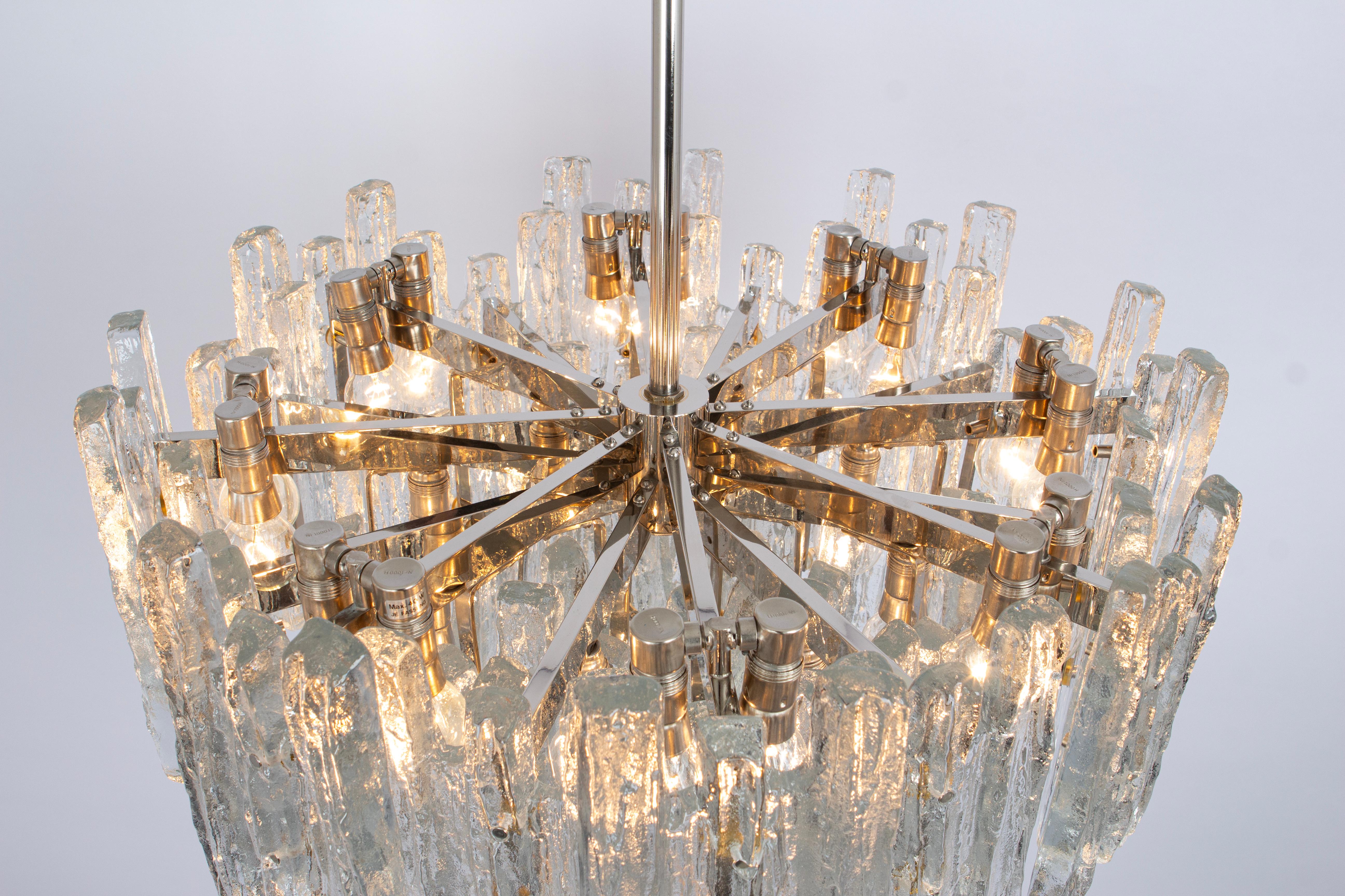 Large Rare Murano Ice Glass Chandelier by Kalmar, Austria, 1960s For Sale 3