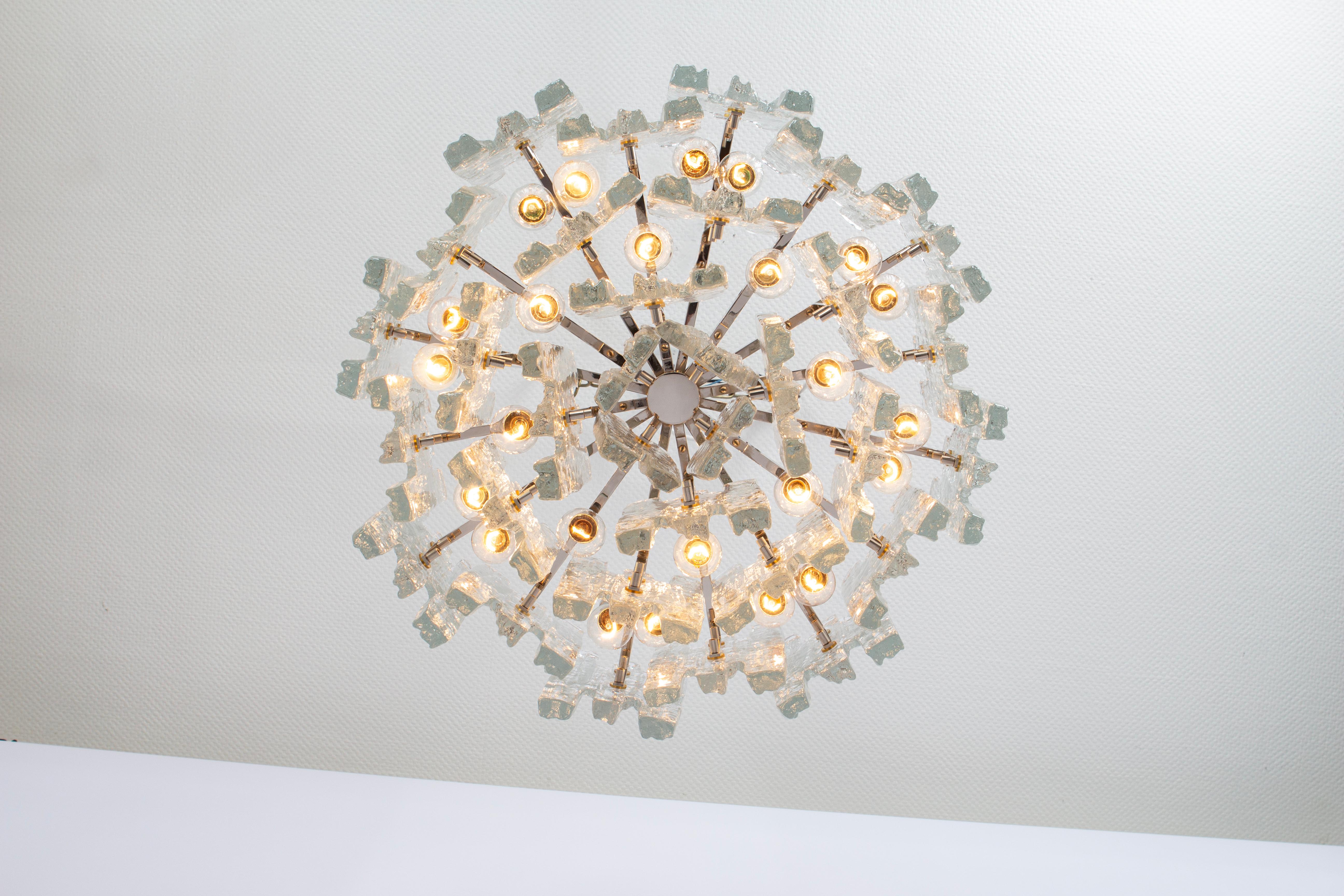 Large Rare Murano Ice Glass Chandelier by Kalmar, Austria, 1960s For Sale 4