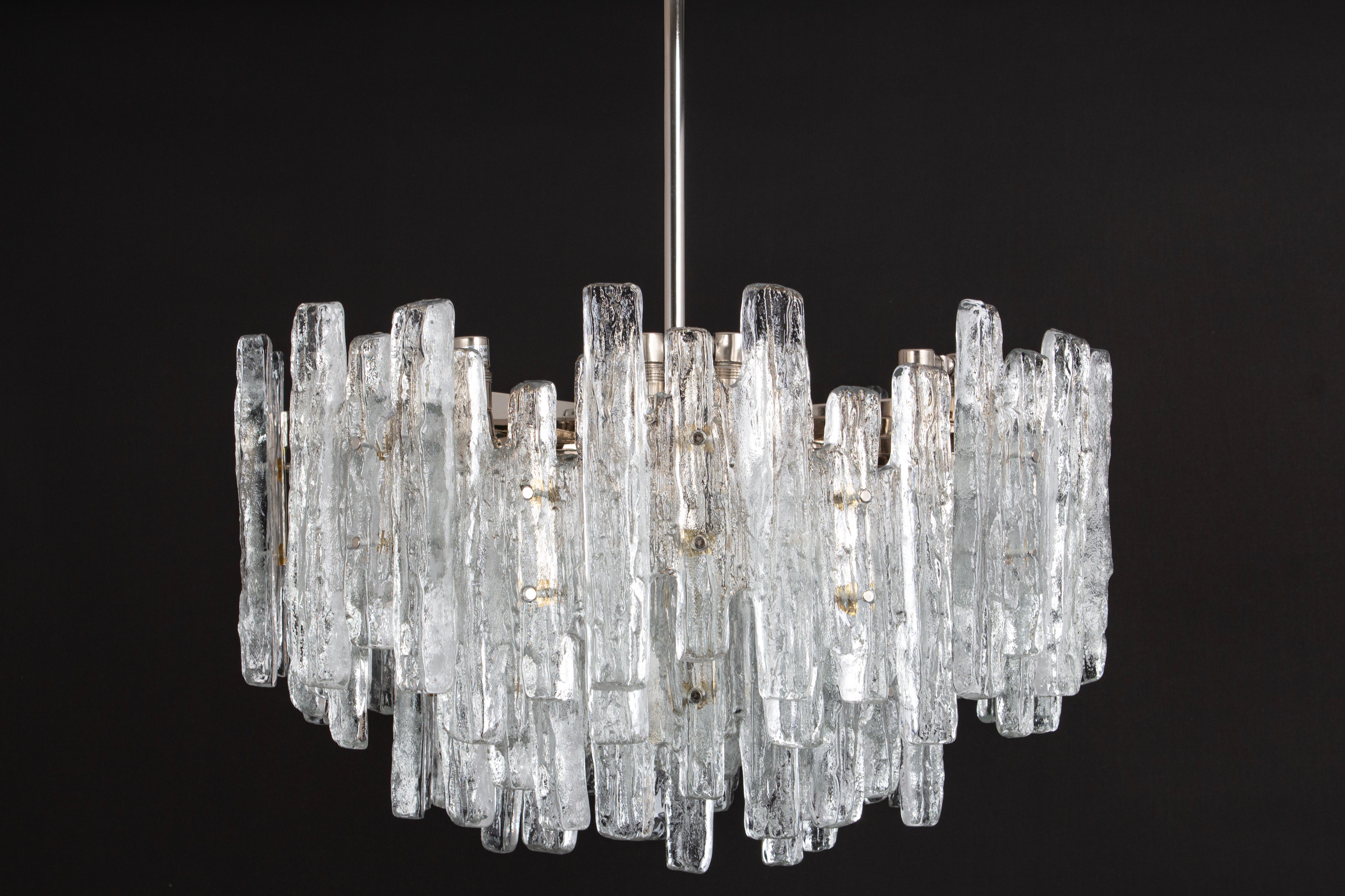 Large Rare Murano Ice Glass Chandelier by Kalmar, Austria, 1960s For Sale 6