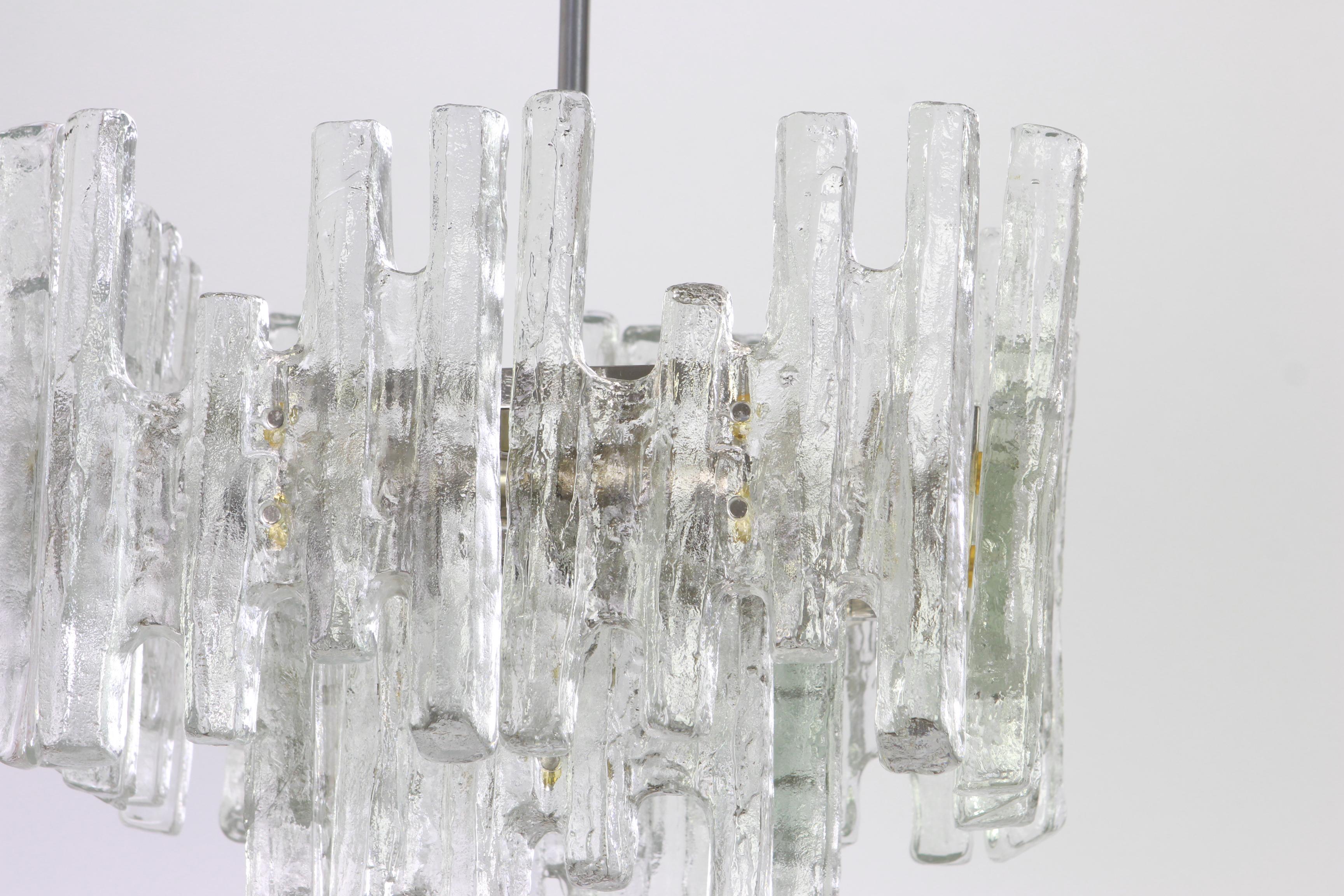 Murano Glass Large Rare Murano Ice Glass Chandelier by Kalmar, Austria, 1960s For Sale