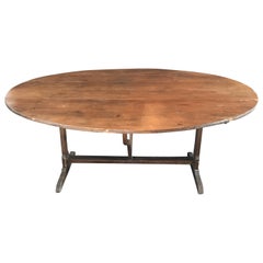 Antique Large Rare Oval 19th Century French Wine Tasting Dining Table