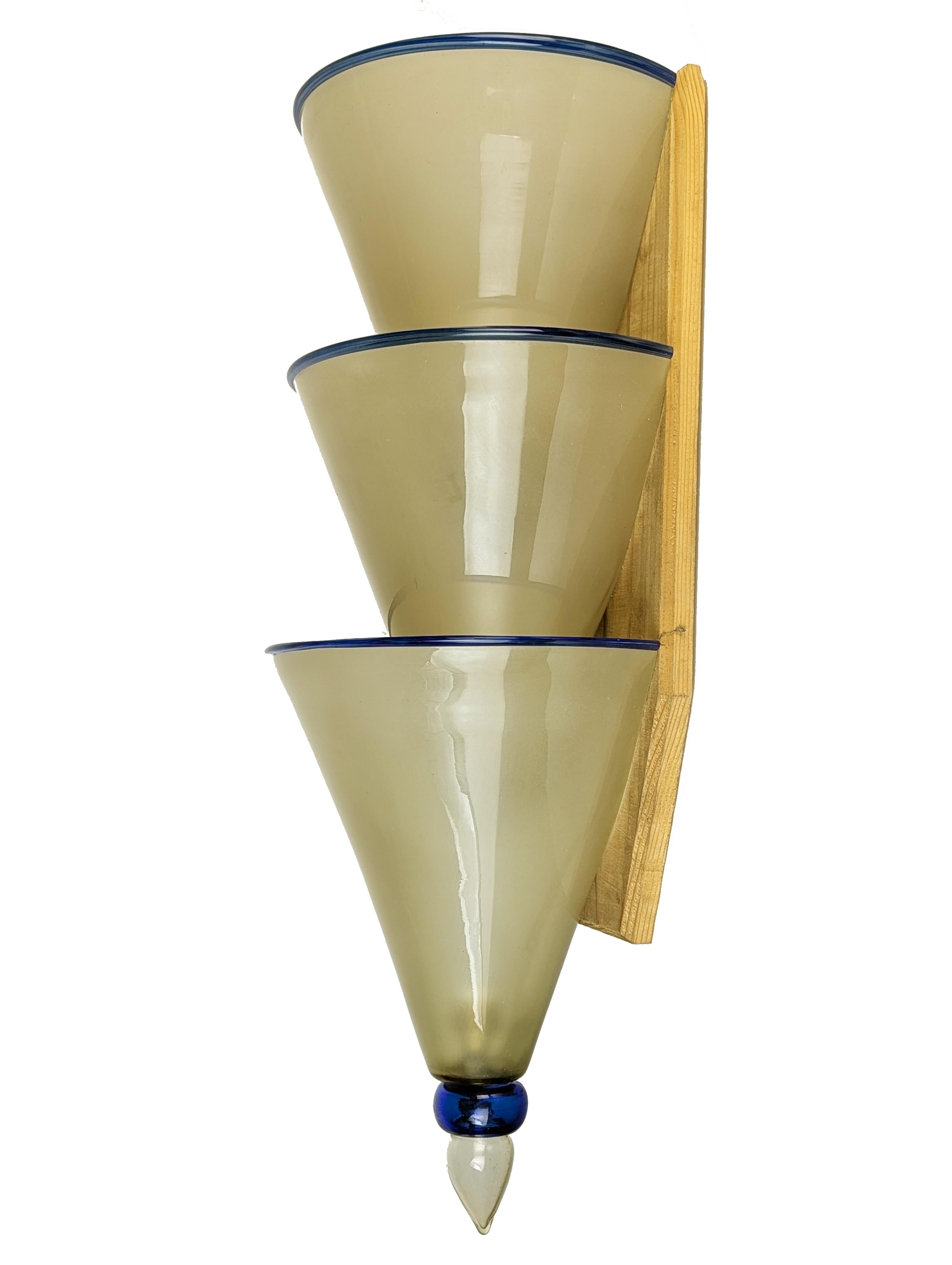 Große & seltene Paglierino & Blaues Murano Glas '30er Jahre Wandleuchter attr. zu Martinuzzi im Angebot 2