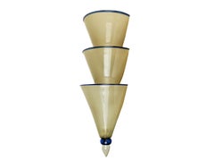 Große & seltene Paglierino & Blaues Murano Glas '30er Jahre Wandleuchter attr. zu Martinuzzi