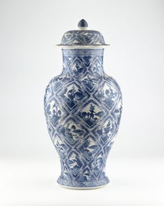 Large Rare 'Riverscapes' Pattern Baluster Vase, Qing Dynasty, Kangxi, circa 1690