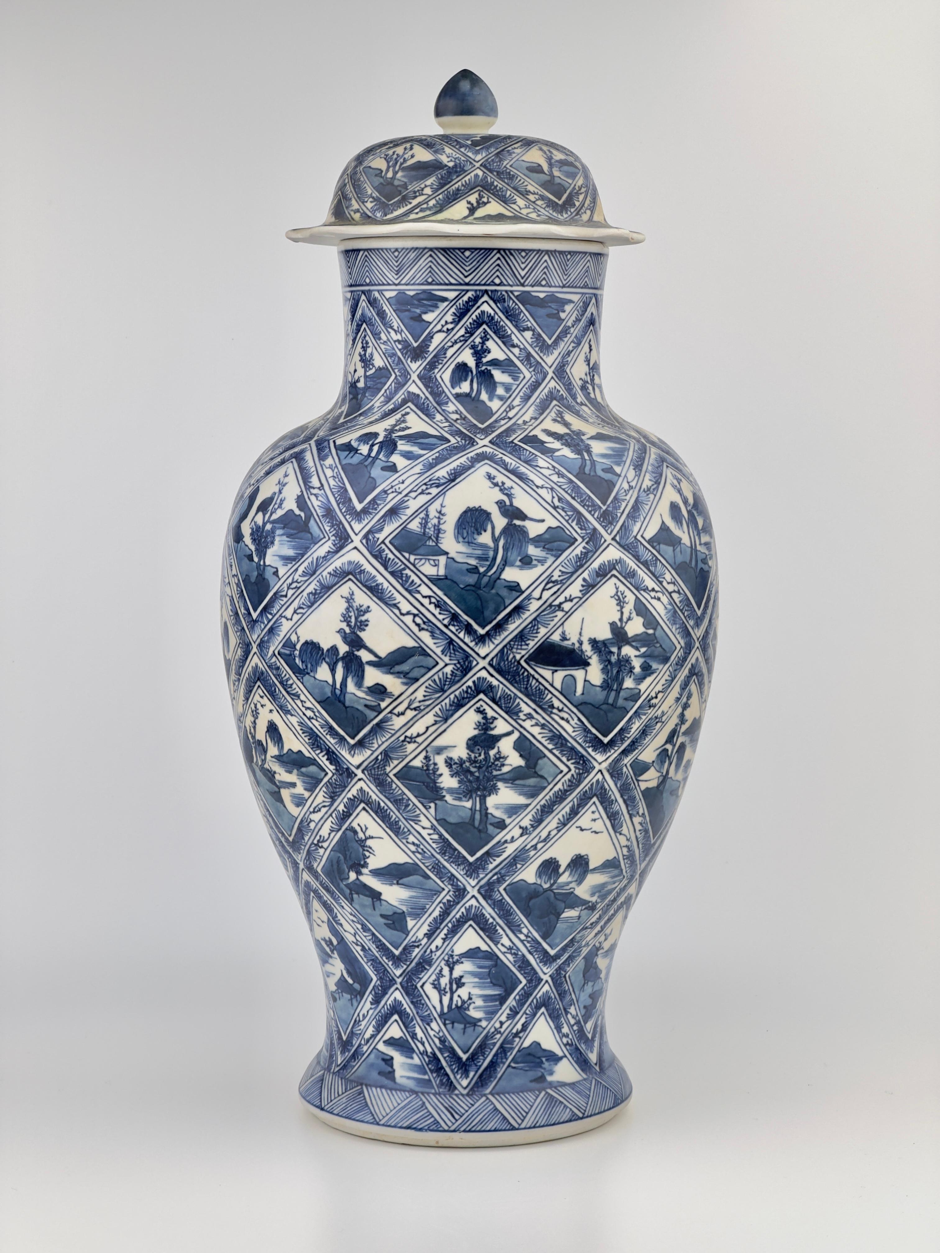 Large rare vase painted with petal-shaped panels of riverscapes pattern.

Period : Qing Dynasty, Kangxi Period
Production Date : 1690-1699
Made in : Jingdezhen
Destination : Netherland
Found/Acquired : Southeast Asia , South China Sea, Vung Tau