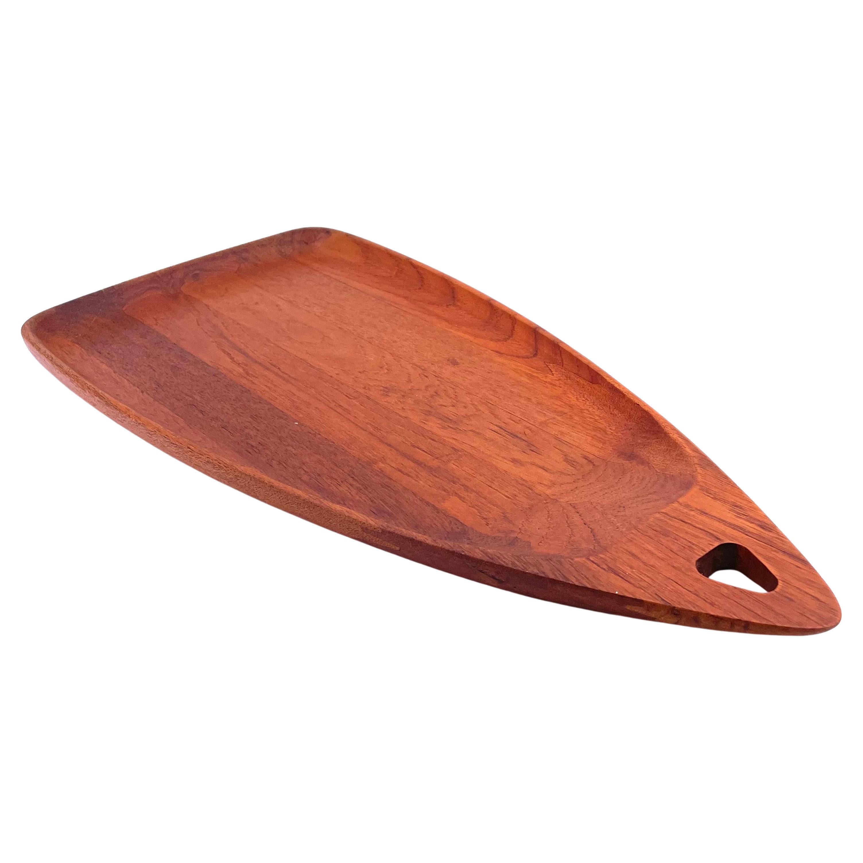 Large Rare Solid Teak Freeform Tray by Digsmed For Sale