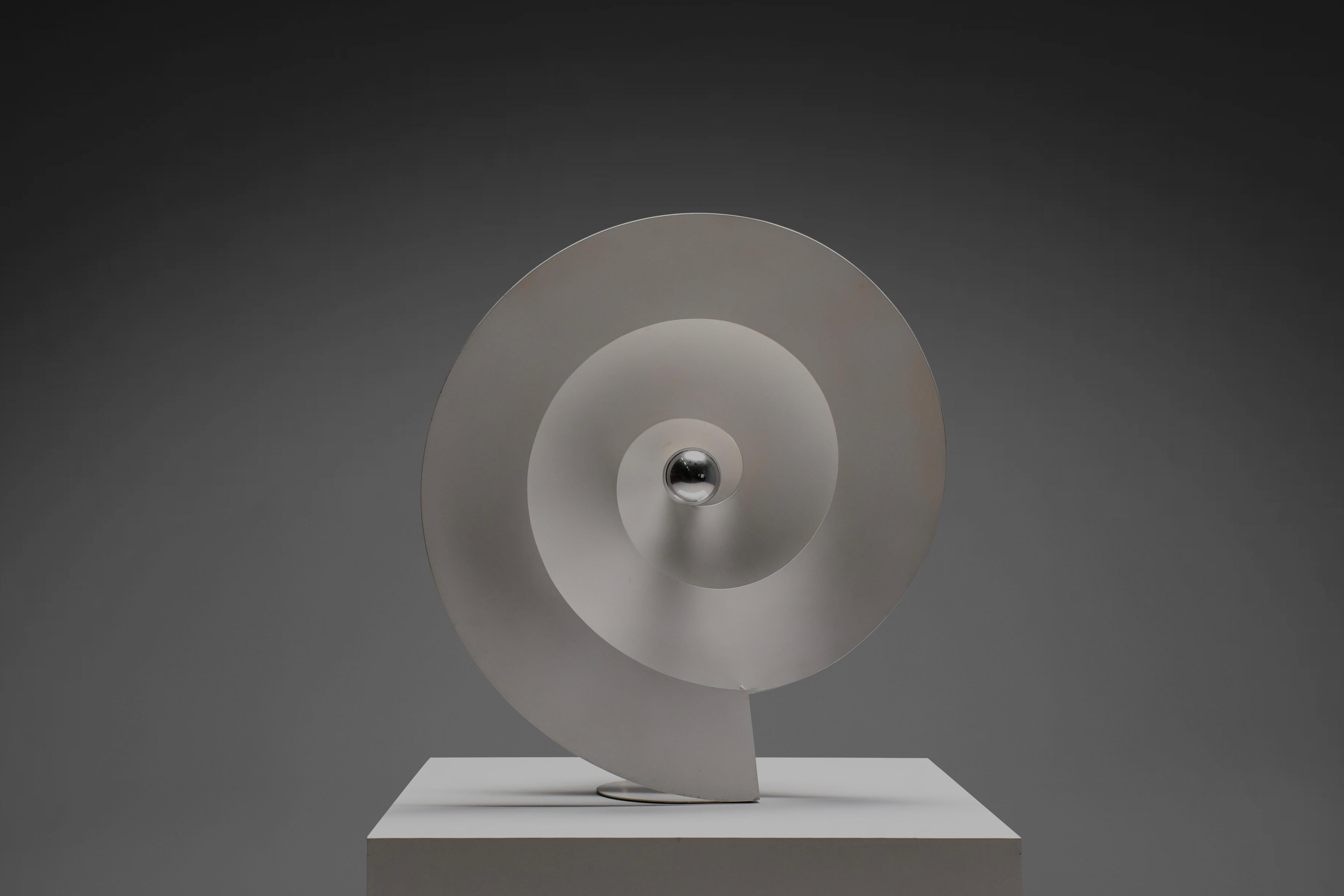 Große, seltene Spiral-Tischlampe von Luc Bernard aus weißem Metall, Frankreich 1974 (Französisch) im Angebot