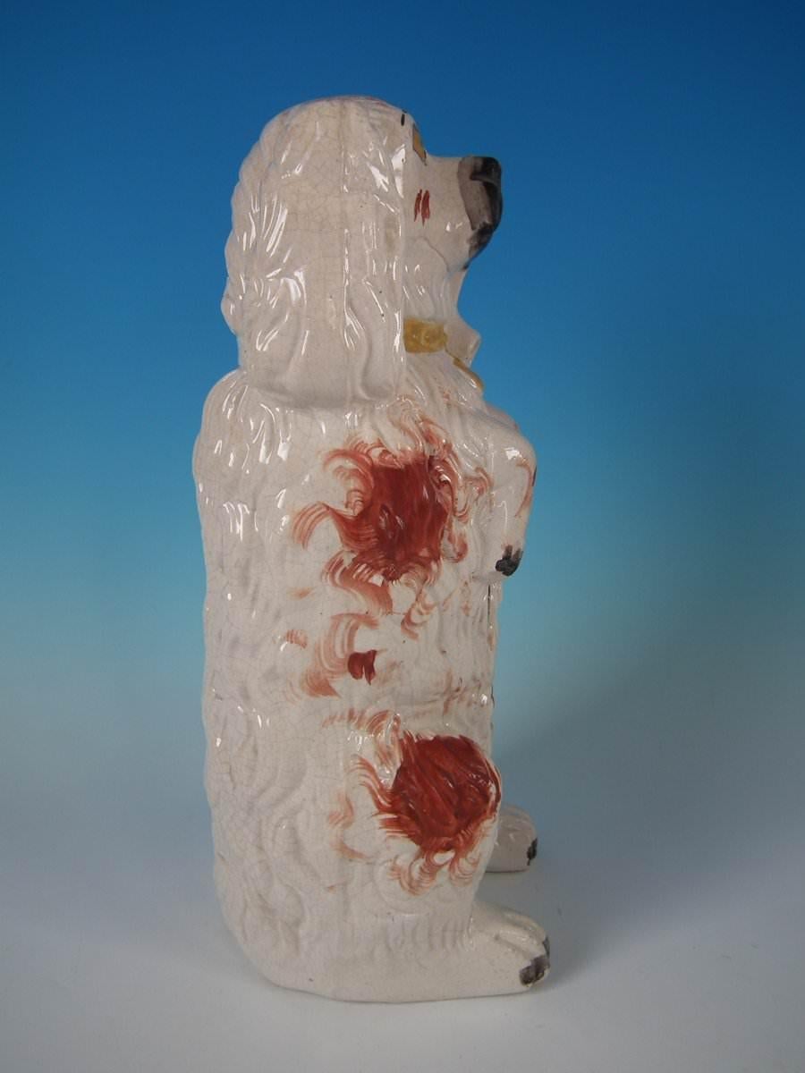 Glazed Large Rare Staffordshire Begging Spaniel Smoking a Pipe