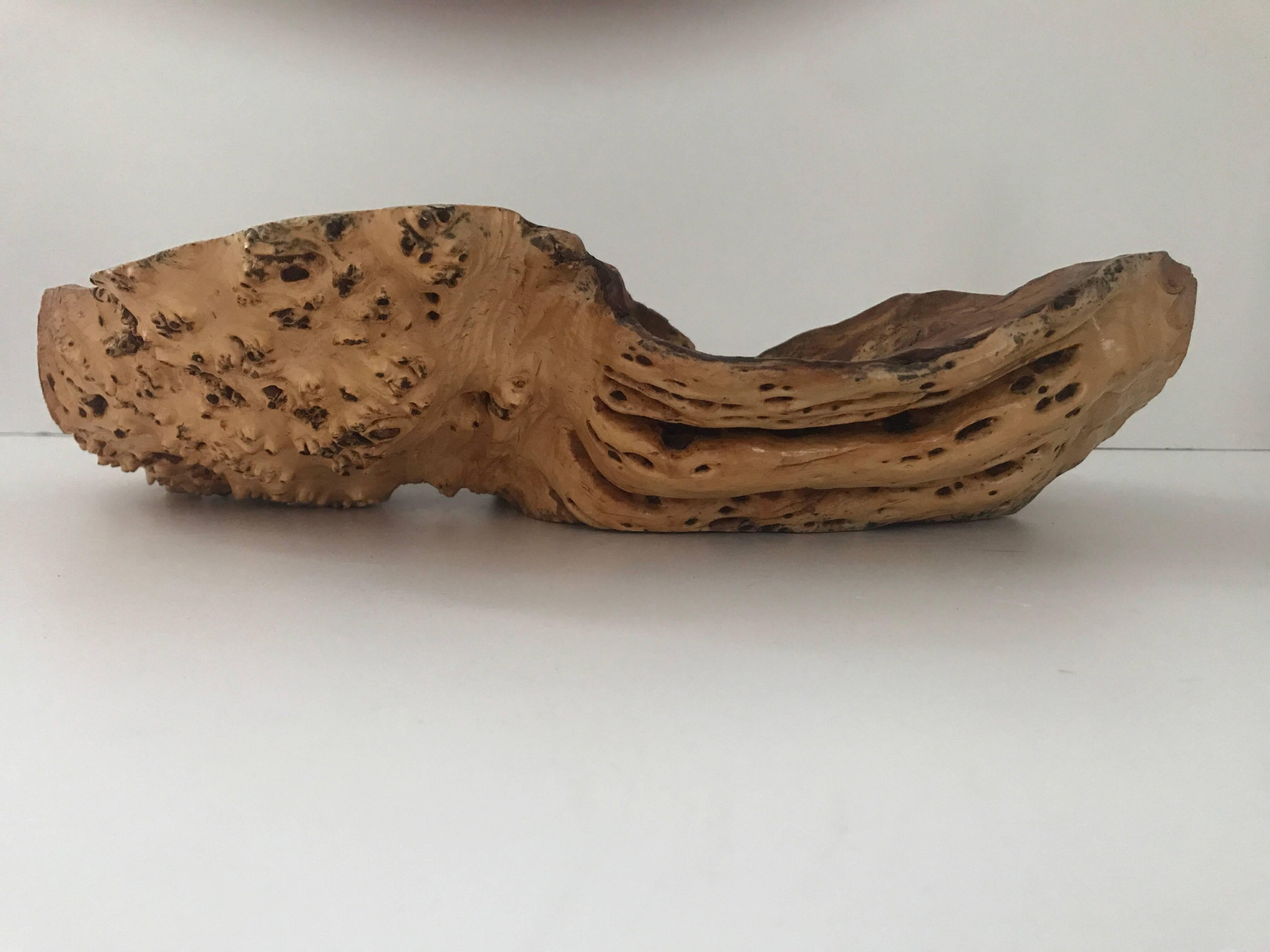 Large Rare Swedish Northern Hand-Carved Birch Burl Bowl In Good Condition For Sale In Drottningholm, SE