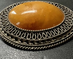 Rare Vintage Handcrafted Baltic Amber Brooch, Latvia, Circa 1930