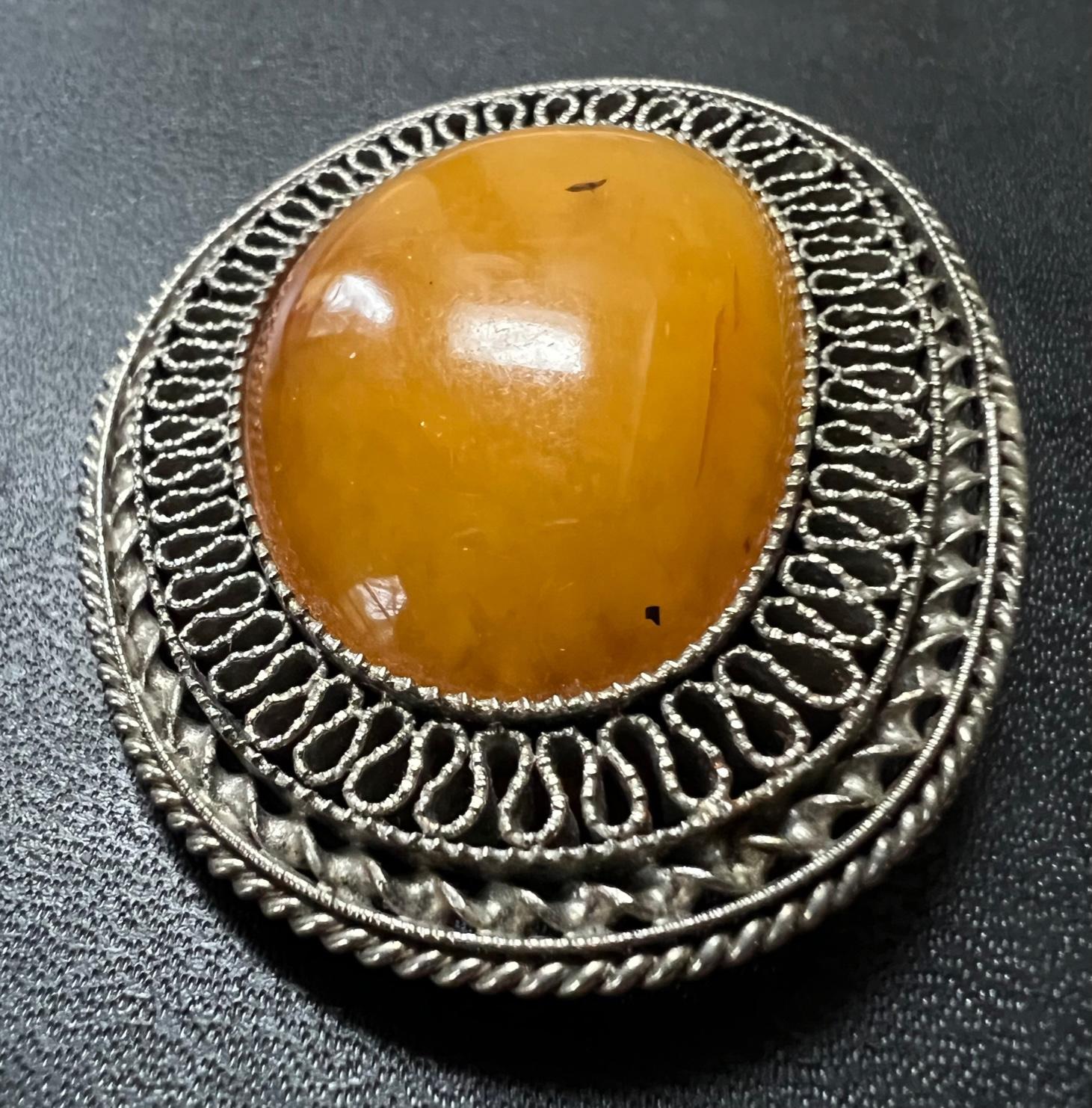 vintage amber brooch
