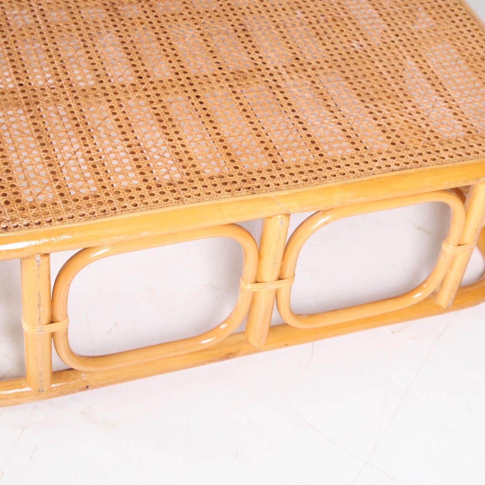 Rattan Large rattan and canework coffee table For Sale