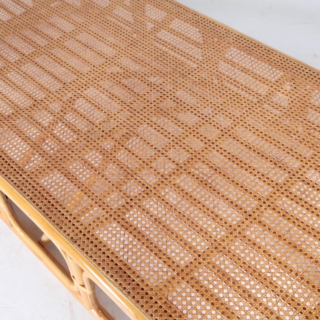 Large rattan and canework coffee table For Sale 3