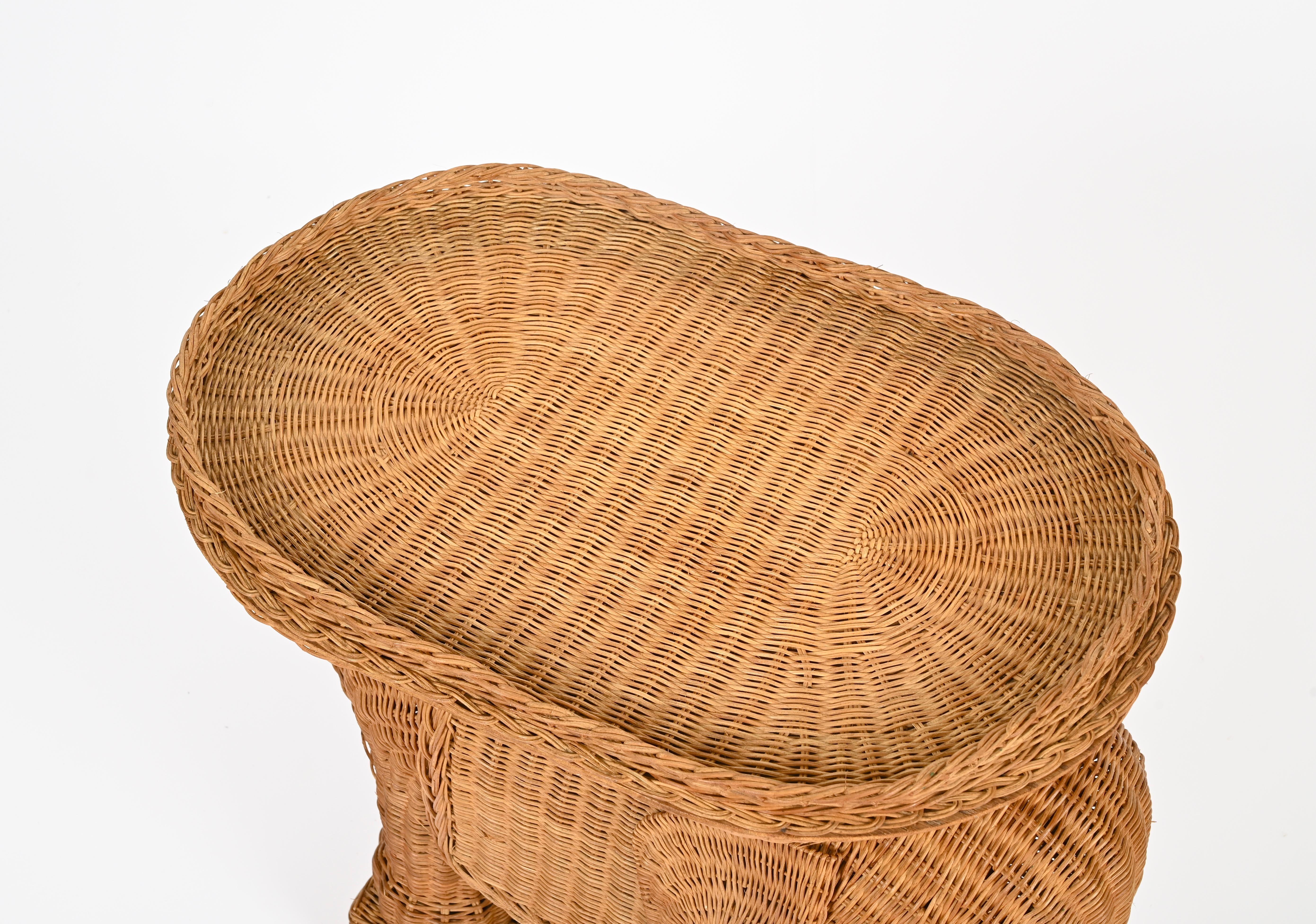 Large Rattan and Wicker Elephant Side Table by Vivai del Sud, Italy 1970s im Angebot 2
