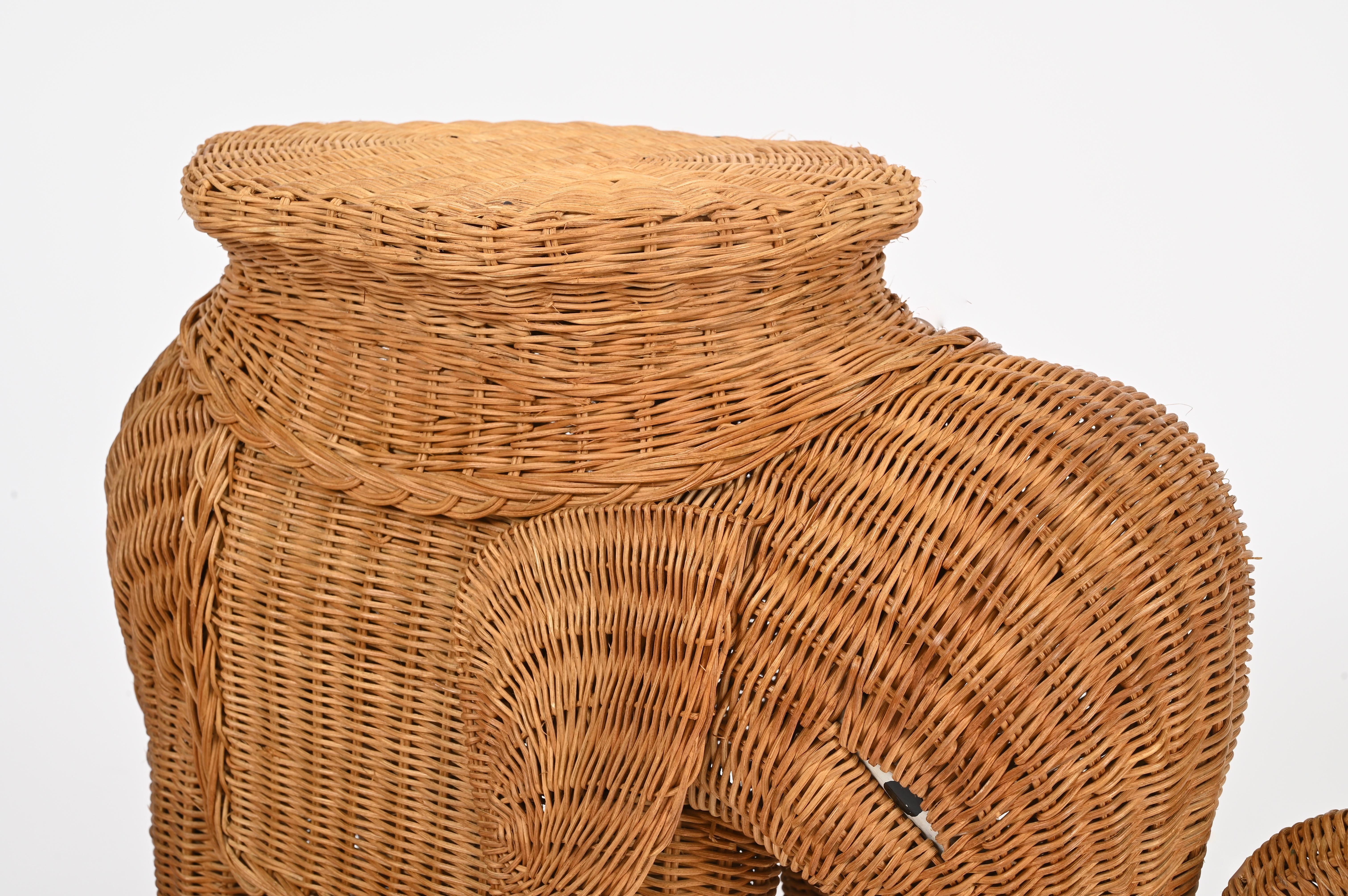 Large Rattan and Wicker Elephant Side Table by Vivai del Sud, Italy 1970s im Angebot 5